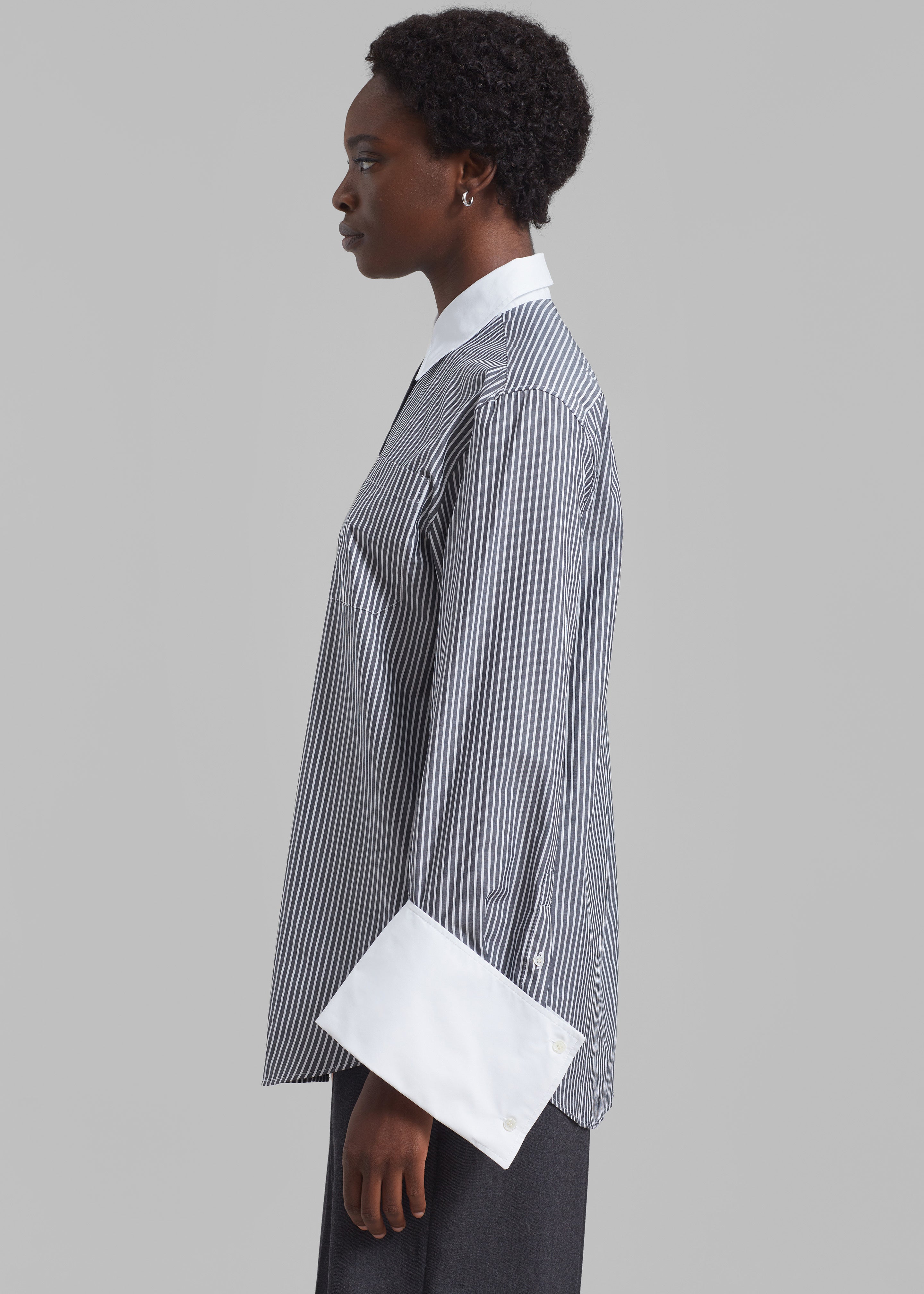 JW Anderson Oversized Cuff Shirt - Charcoal/White - 8
