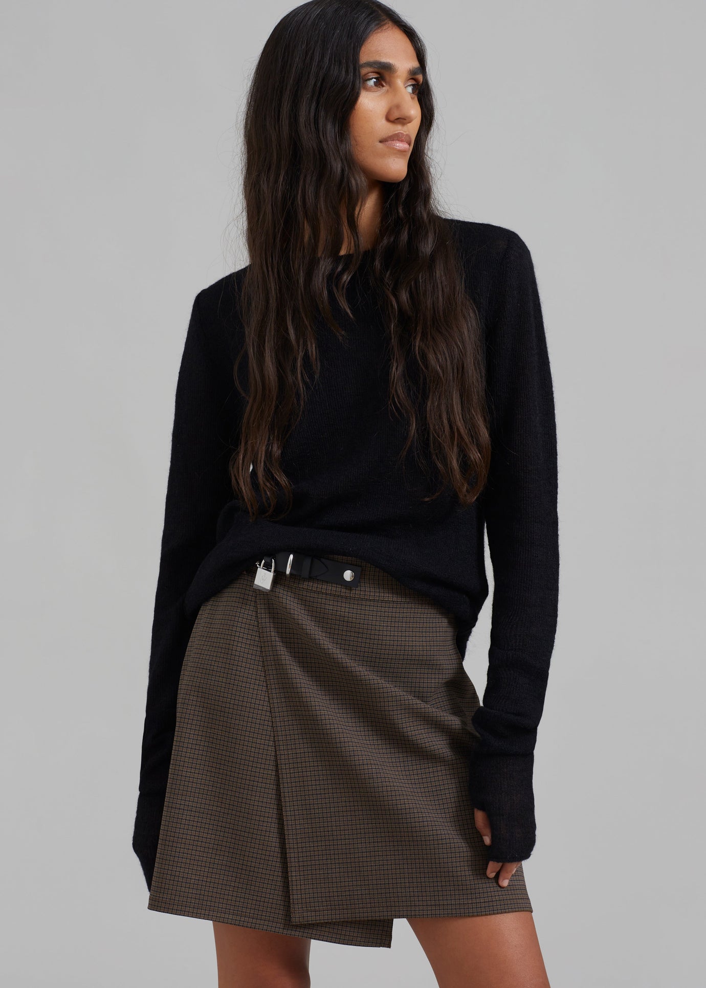 JW Anderson Padlock Strap Mini Skirt - Brown Sugar Comb