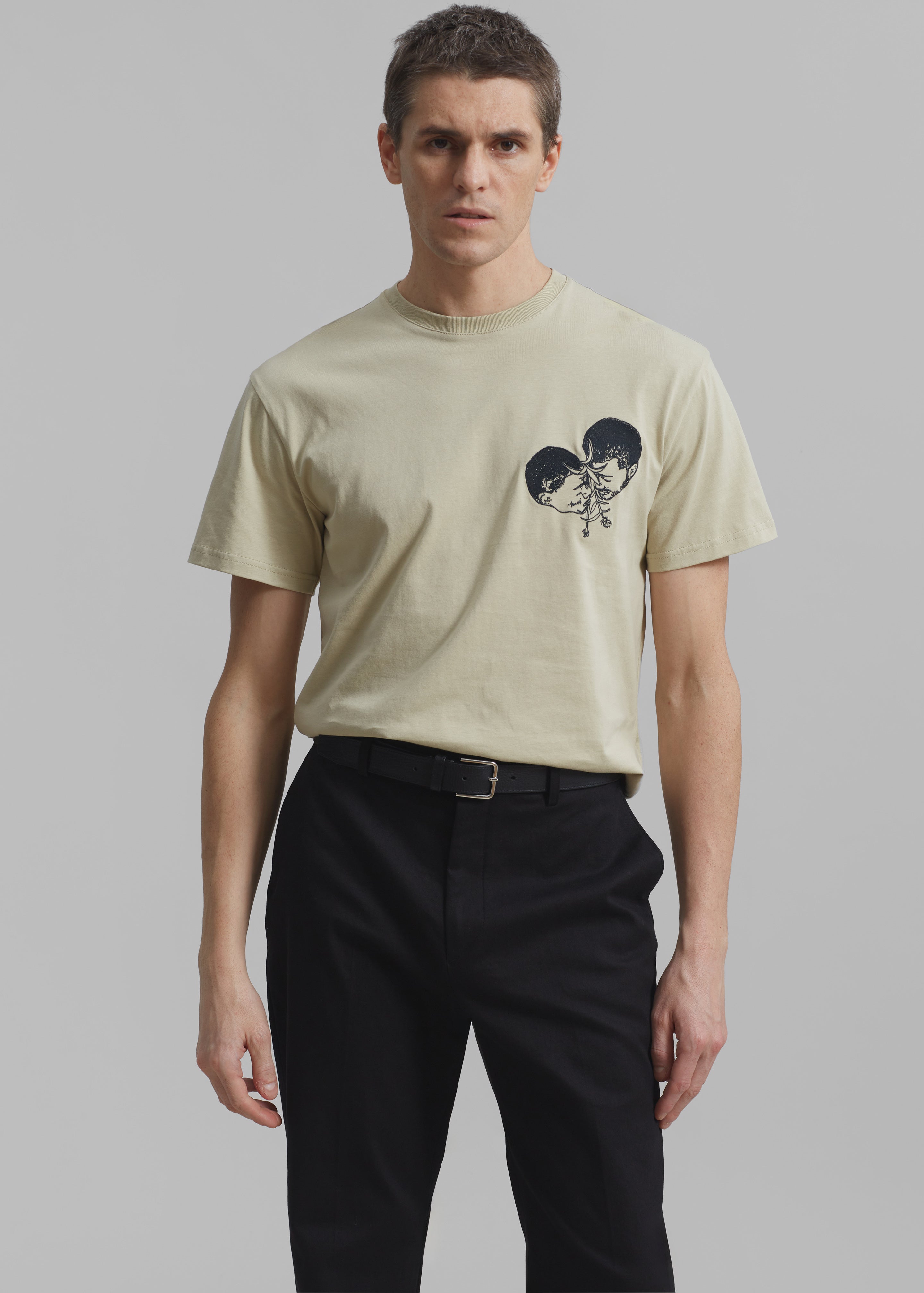 JW Anderson Polo Couple Embroidery T-Shirt - Beige - 2