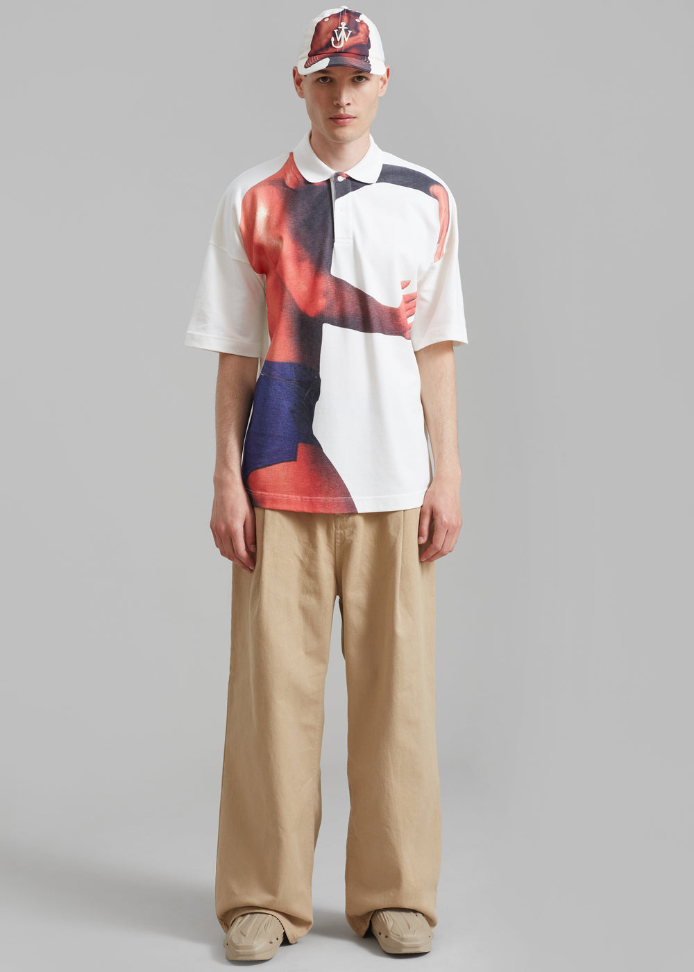 JW Anderson Profile Stud Printed Polo Shirt - Off White - 1