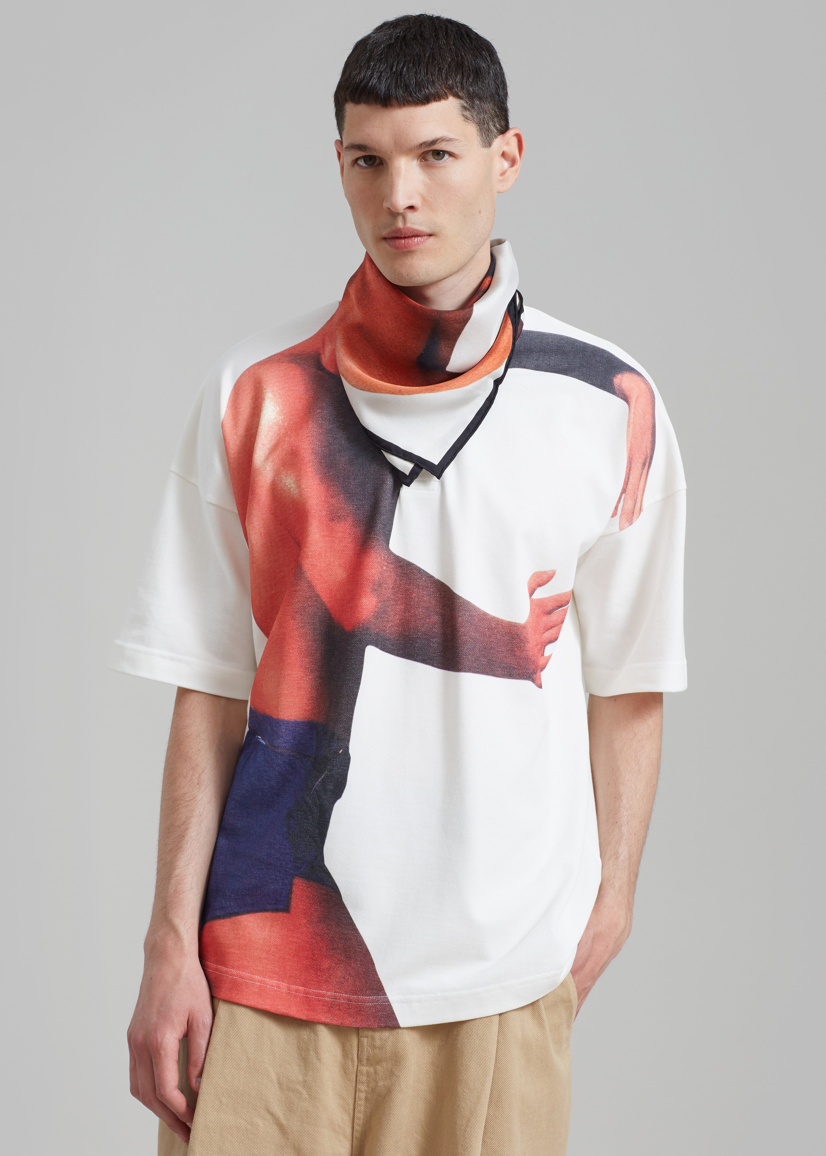 JW Anderson Profile Stud Printed Polo Shirt - Off White - 5