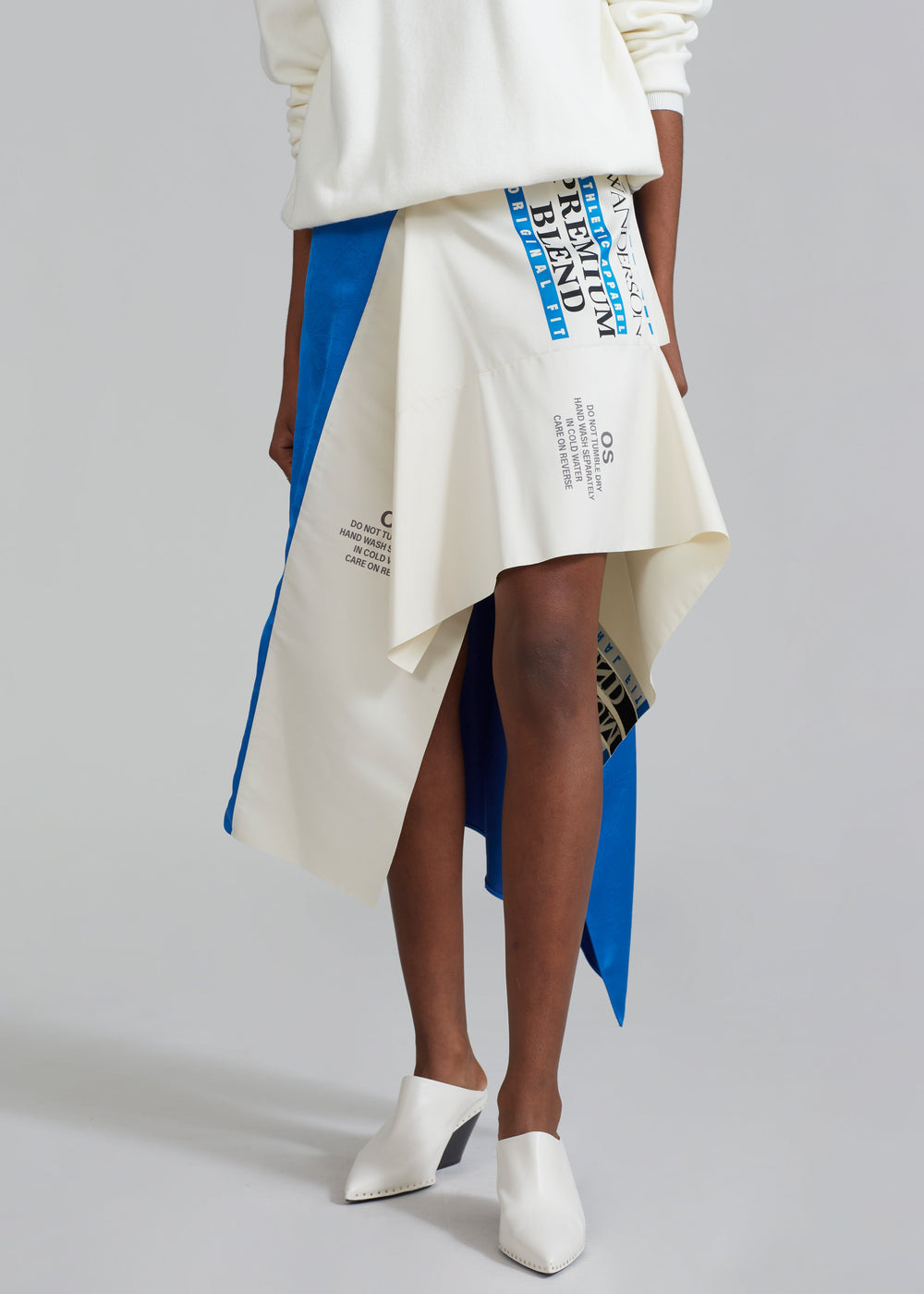 JW Anderson Asymmetric Care Label Skirt - Blue/White - 1