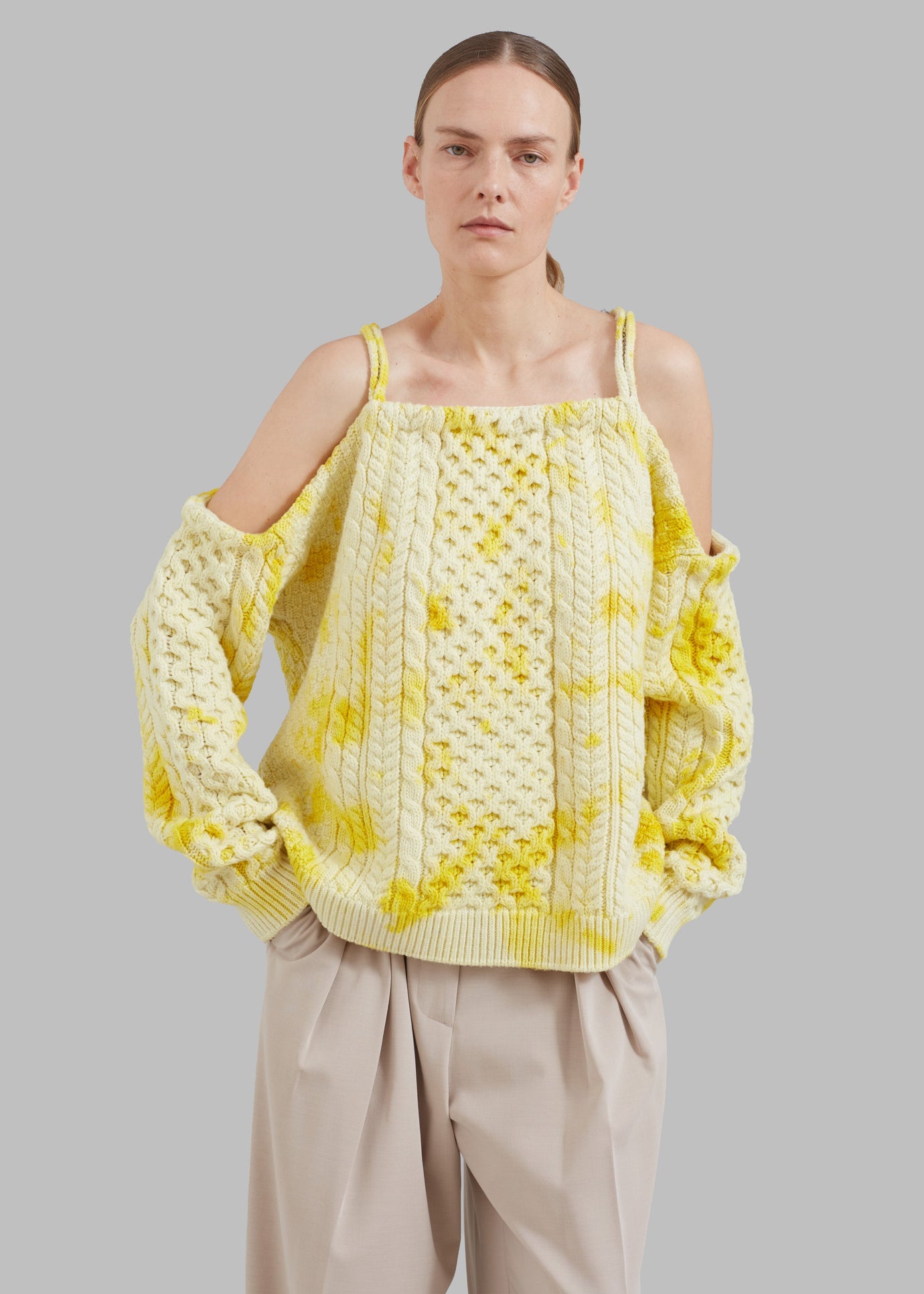 JW Anderson Cold Shoulder Cable Jumper - Yellow - 1