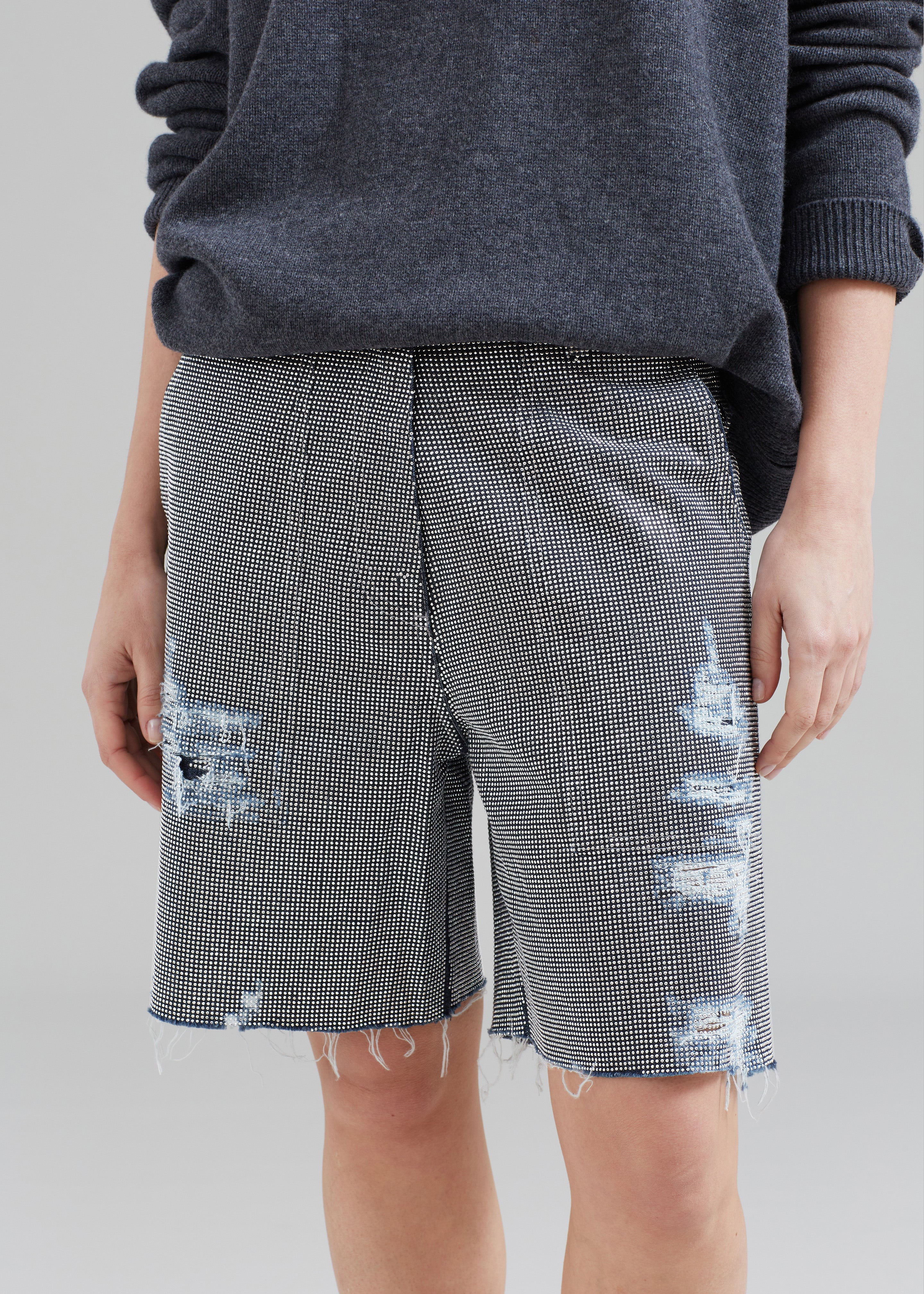 JW Anderson Studded Workwear Shorts - Indigo/Silver - 8