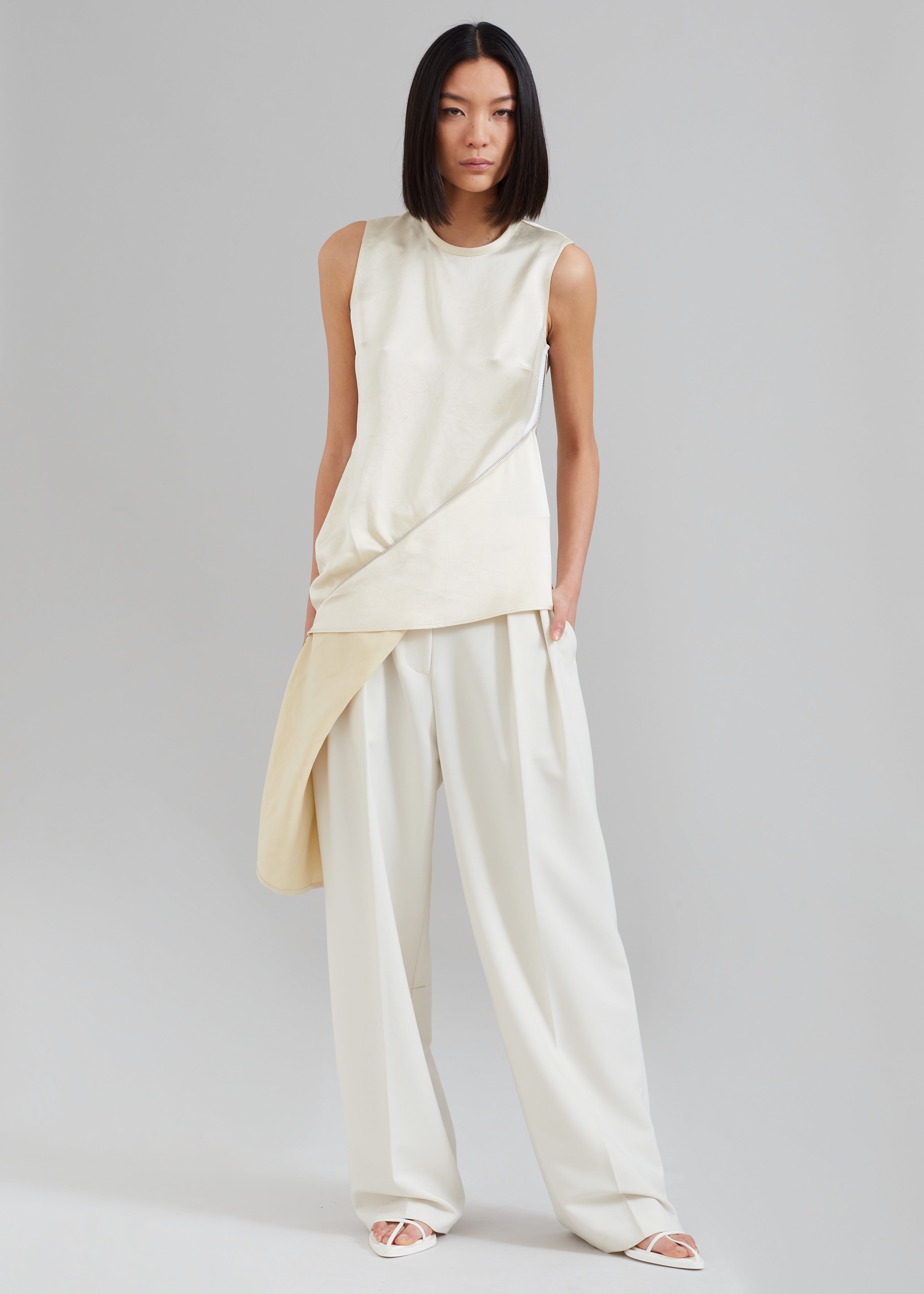 JW Anderson Zip Detail Sleeveless Top - Off White - 1