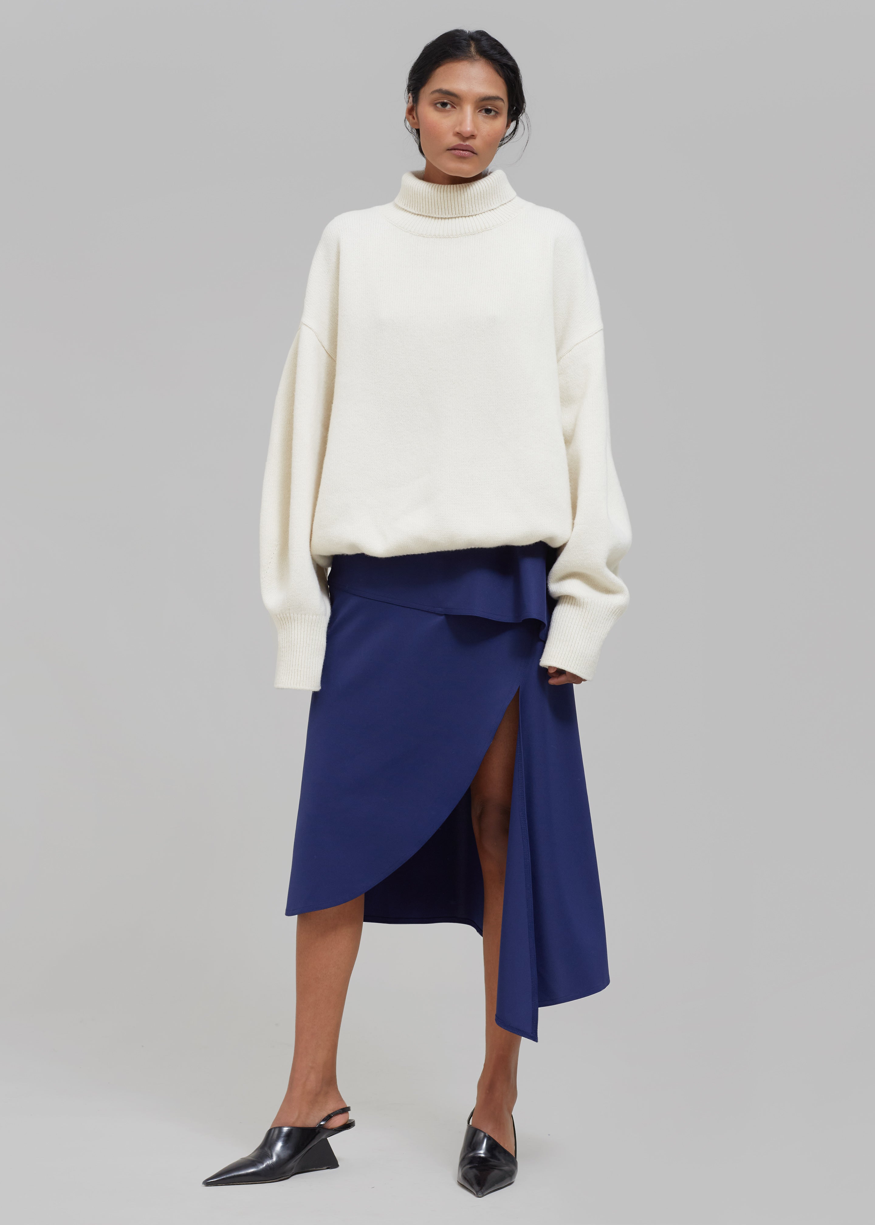 JW Anderson Peplum Slit Skirt - Oxford Blue - 4