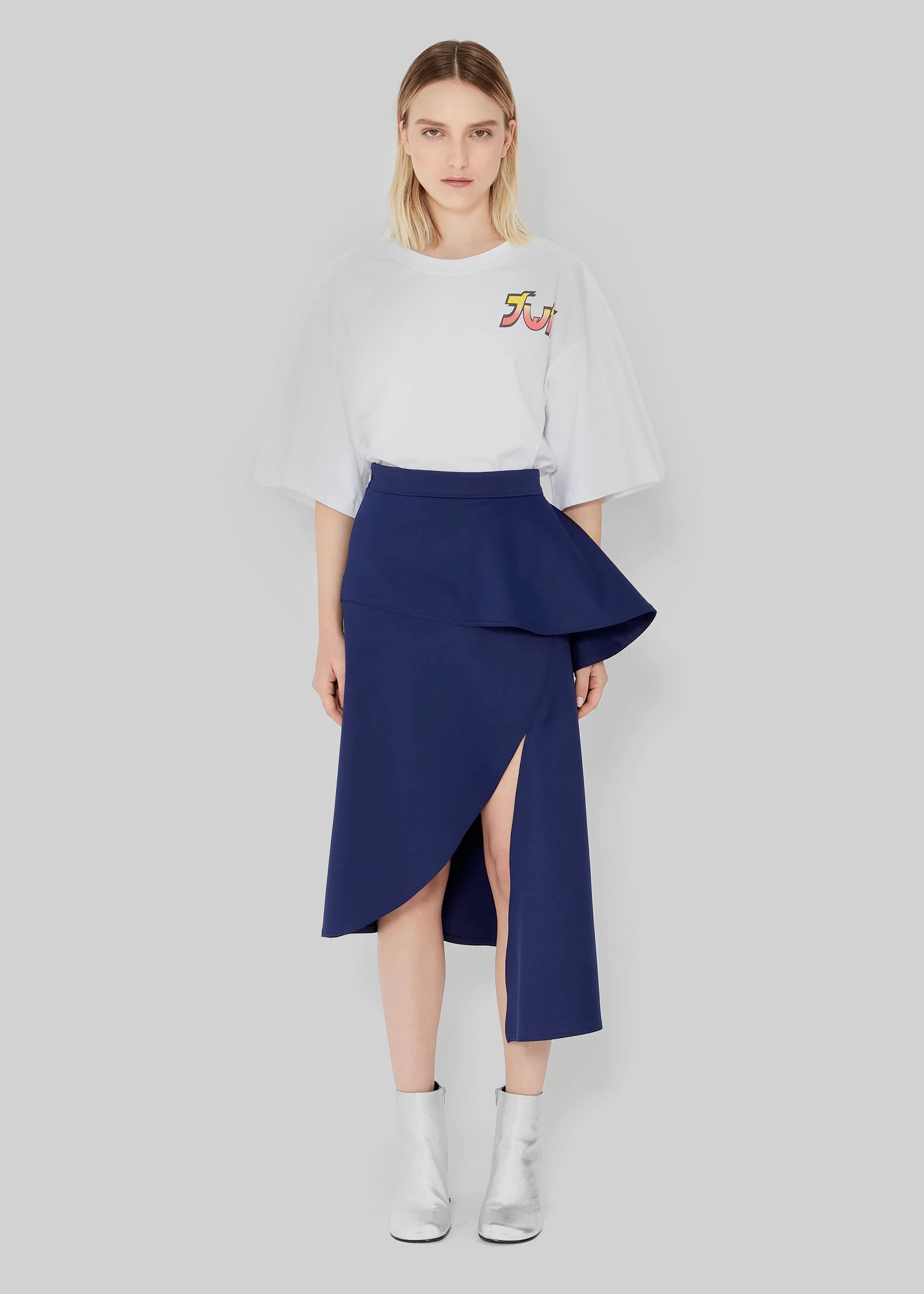 JW Anderson Peplum Slit Skirt - Oxford Blue - 3