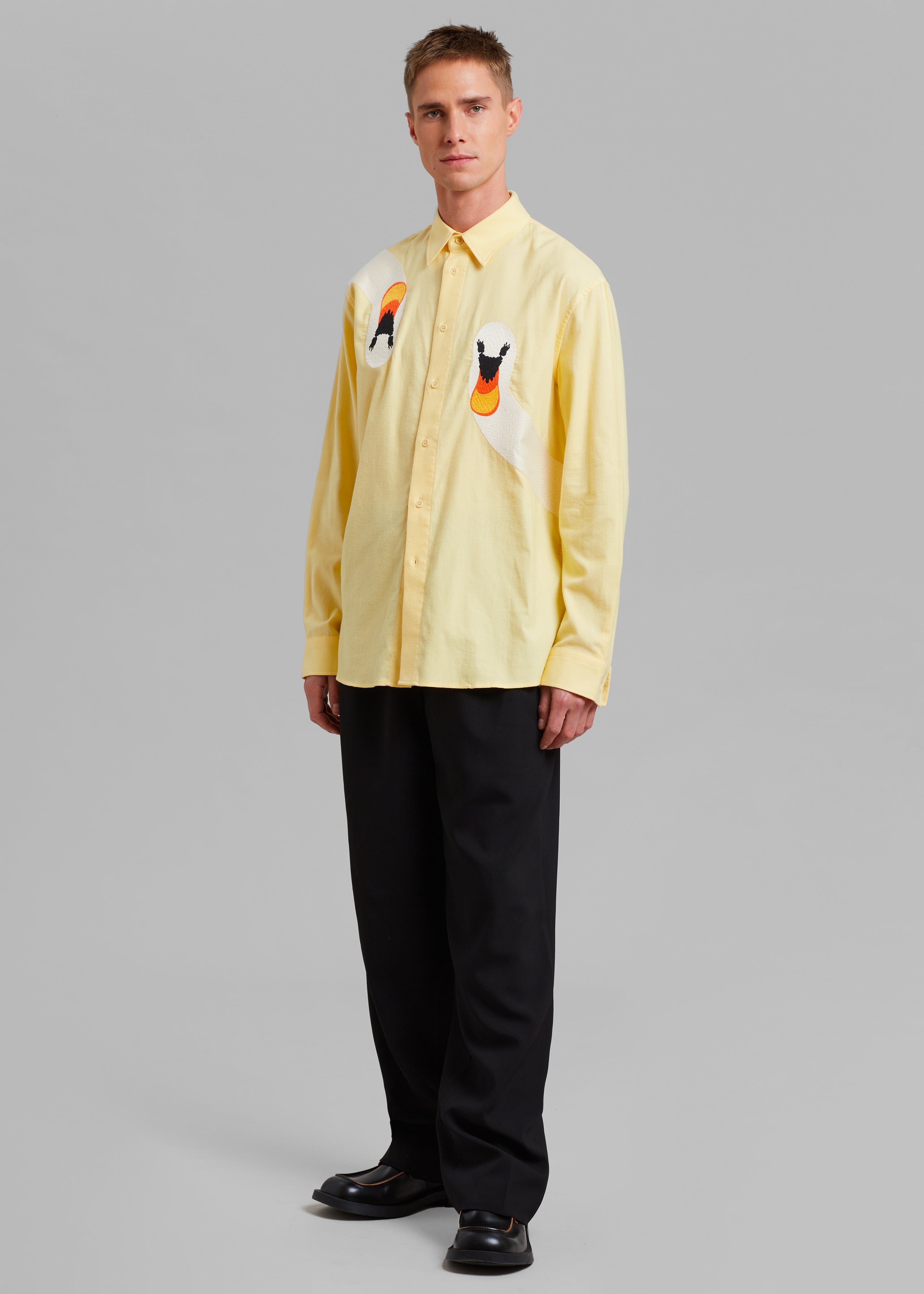 JW Anderson Swan Embroidered Classic Fit Shirt - Yellow - 2