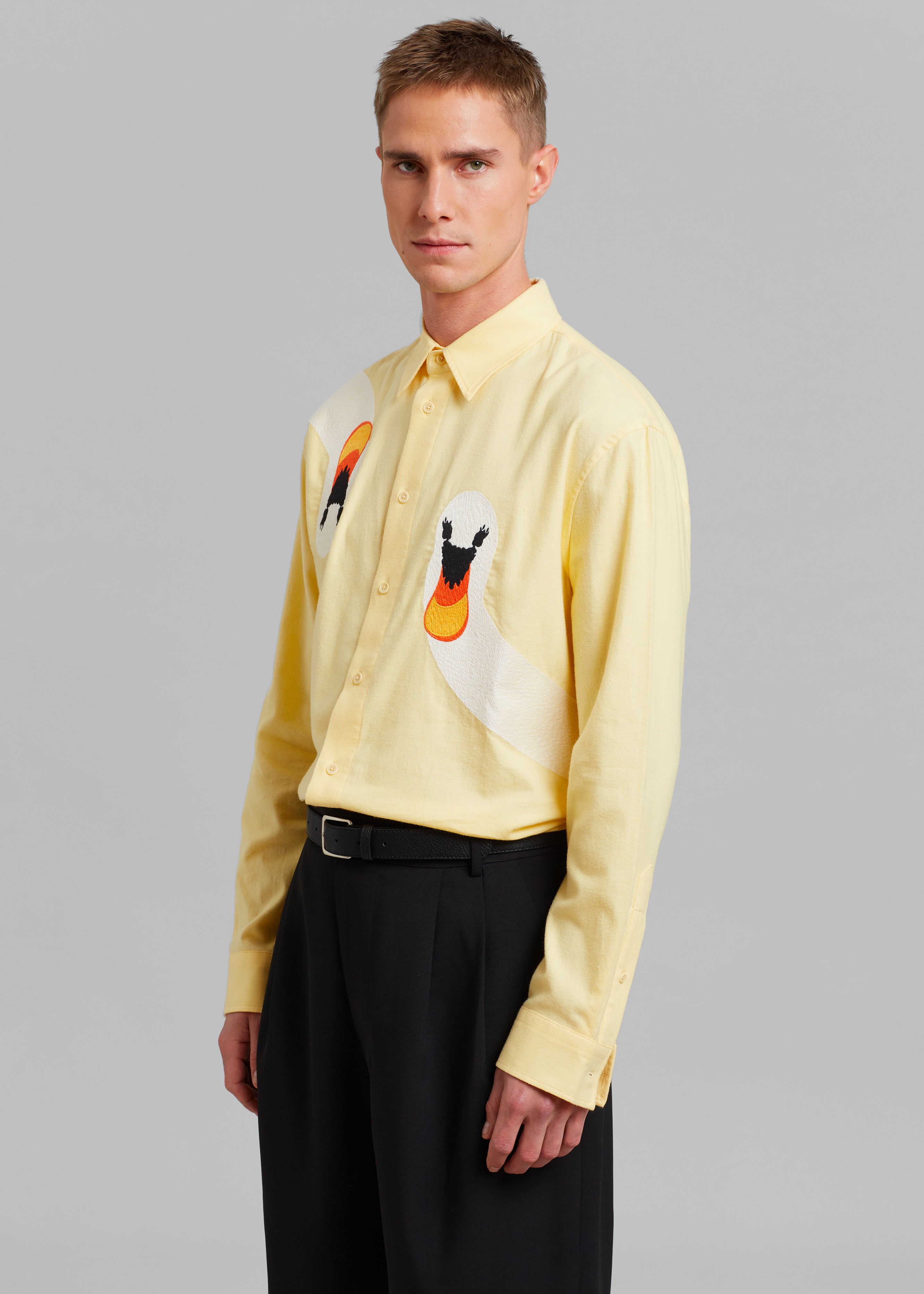 JW Anderson Swan Embroidered Classic Fit Shirt - Yellow - 5