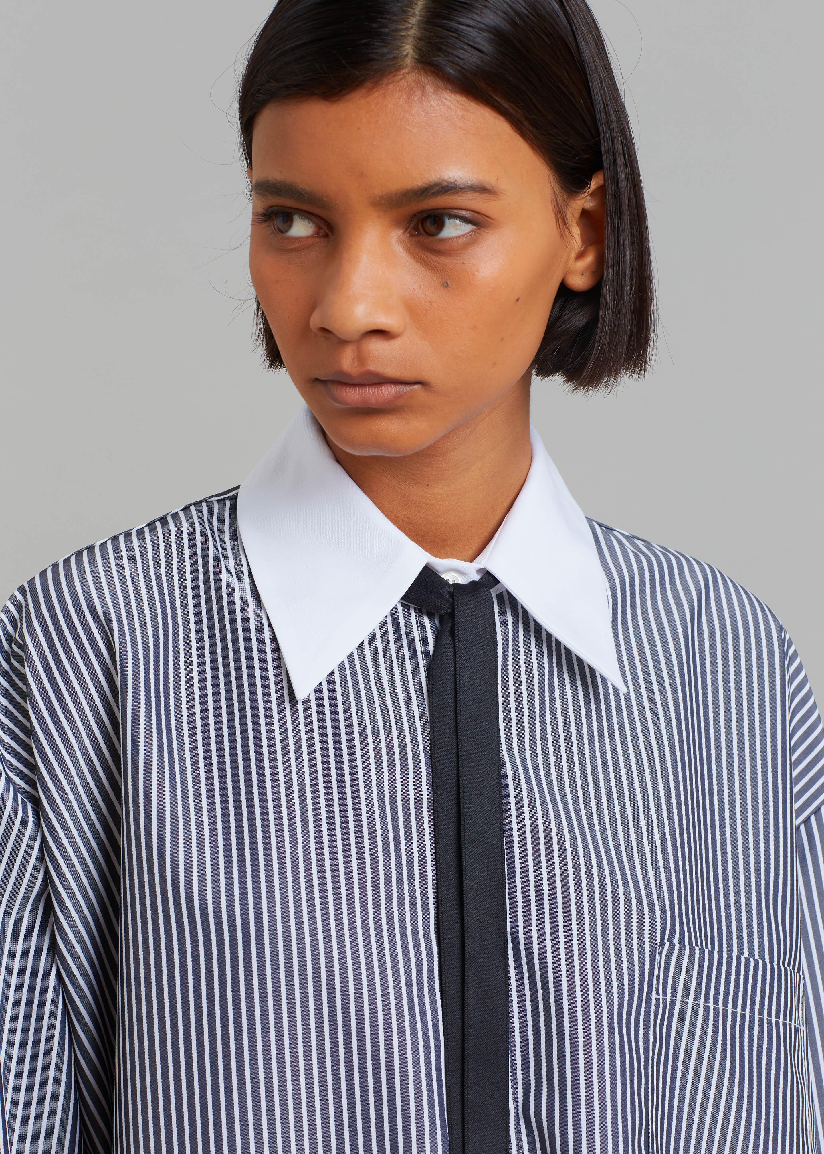 Jany Tie-Neck Shirt - Black Stripe - 4
