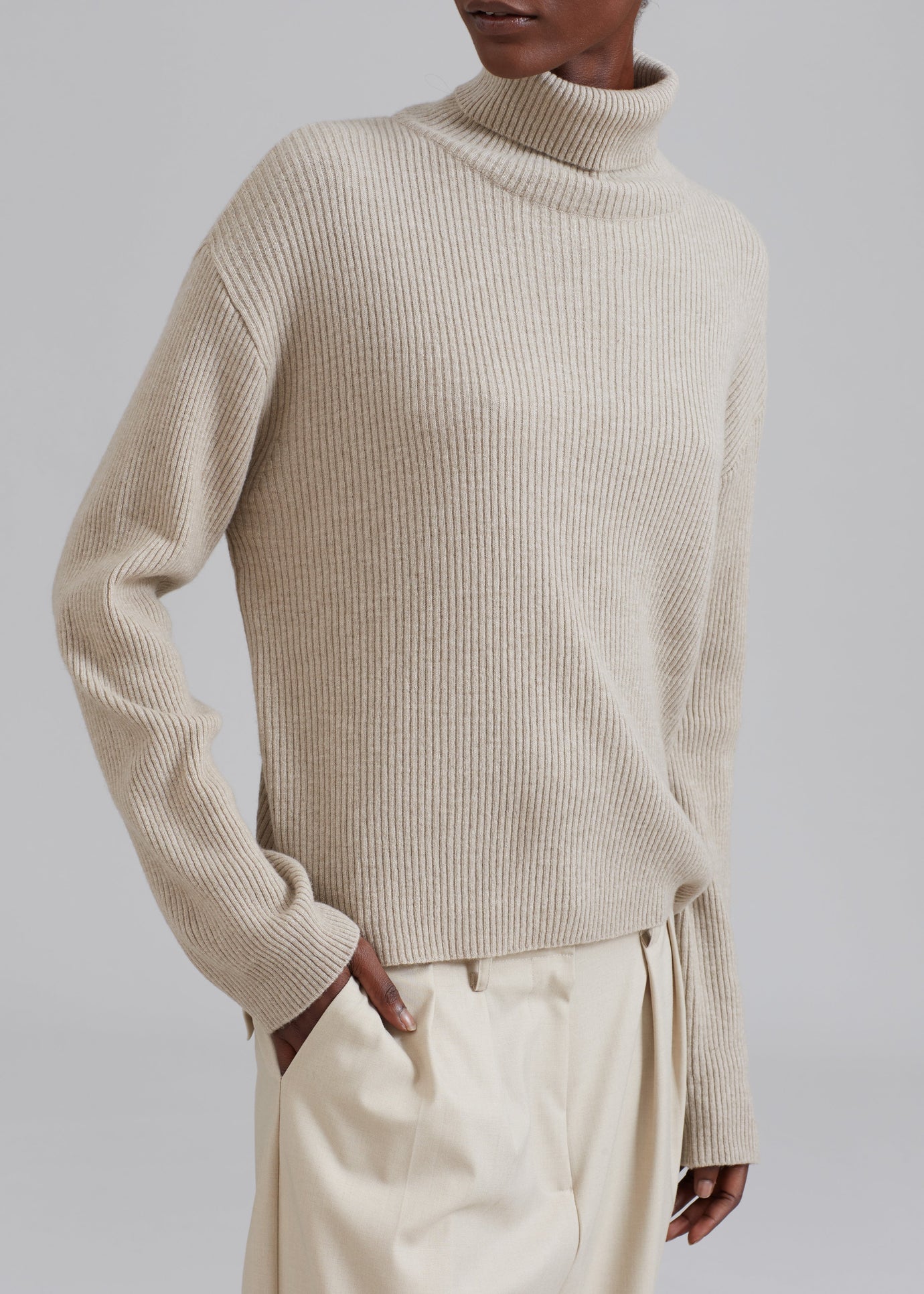 Jensen Turtleneck Sweater - Taupe - 1