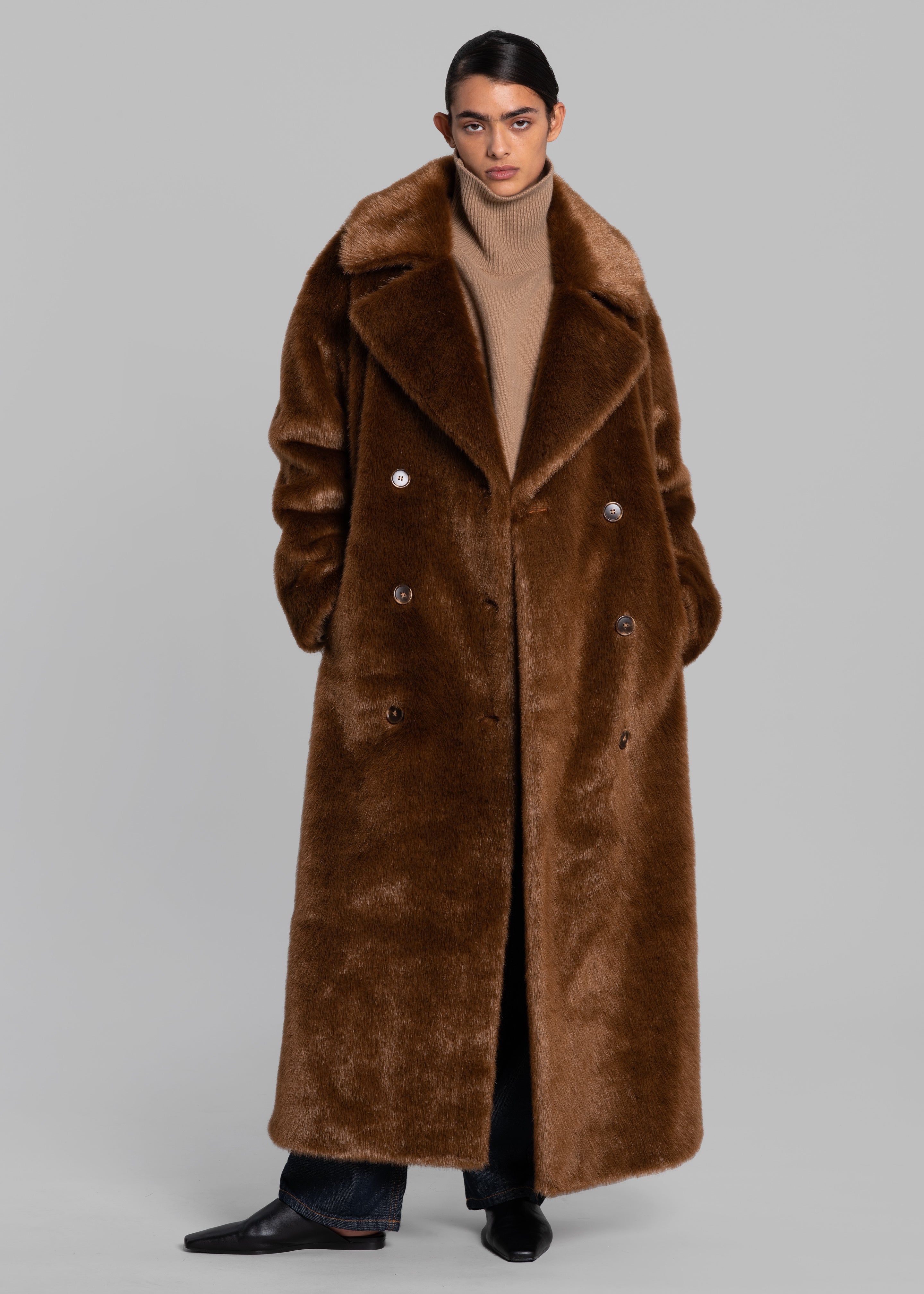Joni Faux Fur Coat - Dark Camel – Frankie Shop Europe