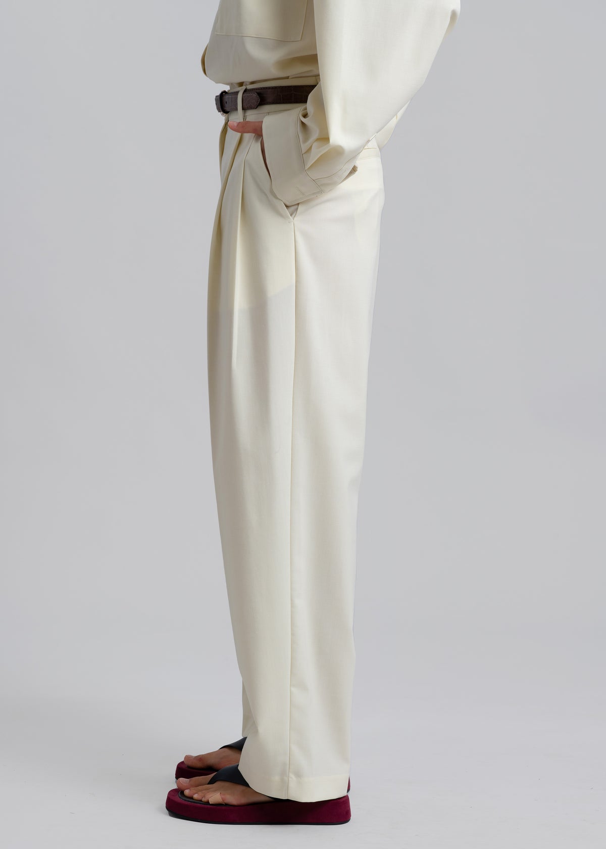 Jour Pleated Pants - Cream - 6