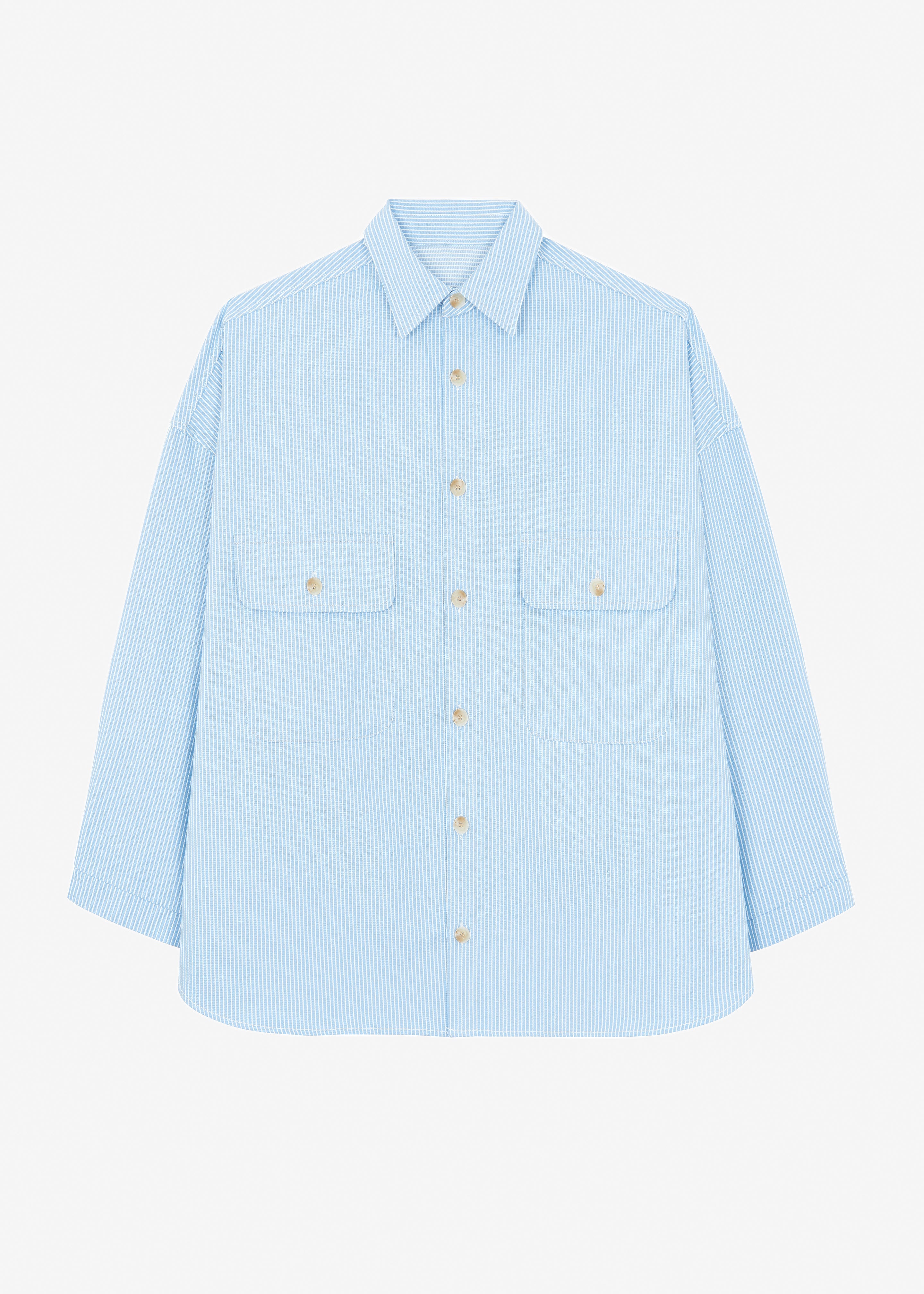 Kaline Light Blue Pocket Shirt - White Stripe - 18