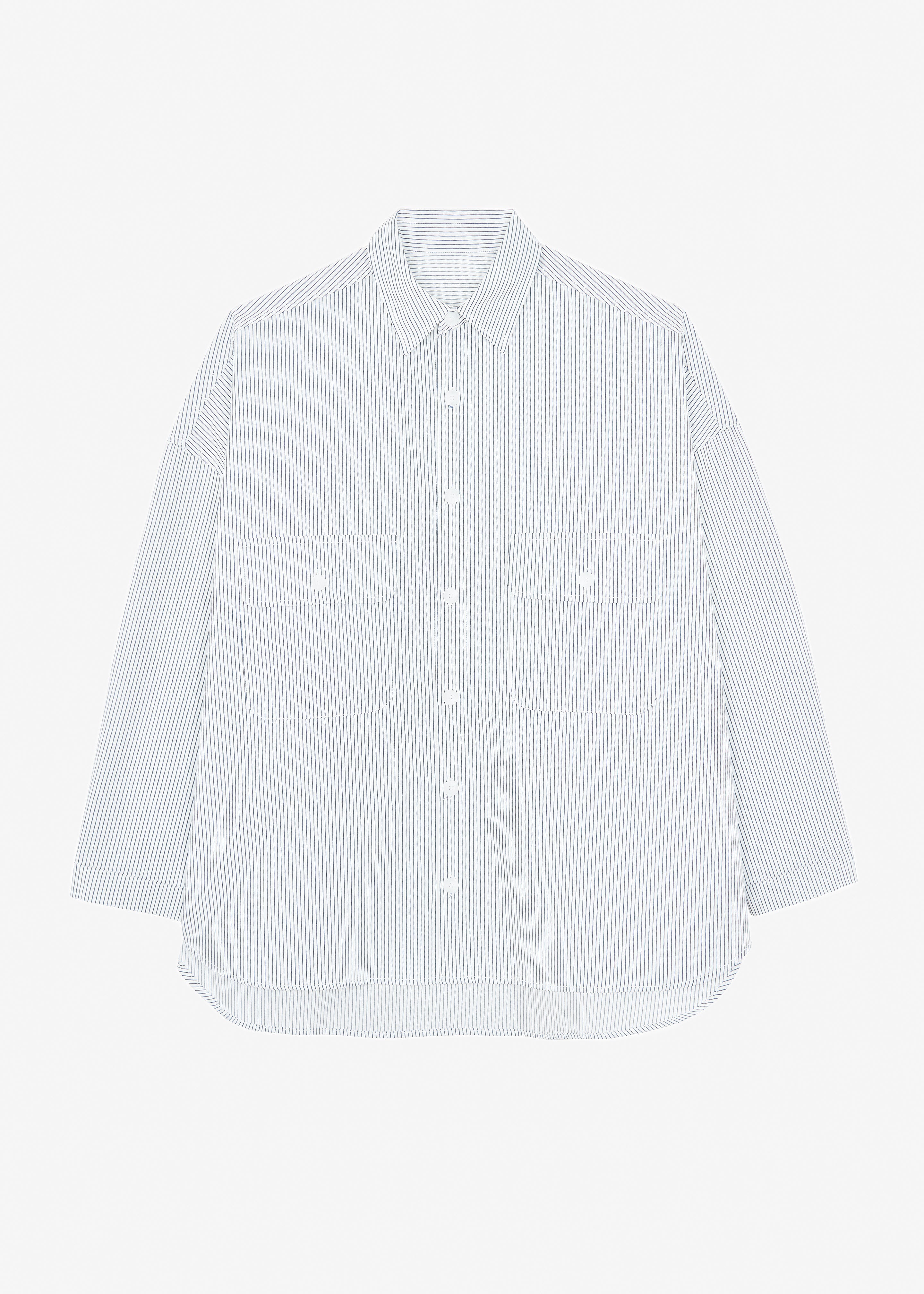 Kaline White Pocket Shirt - Navy Stripe - 13
