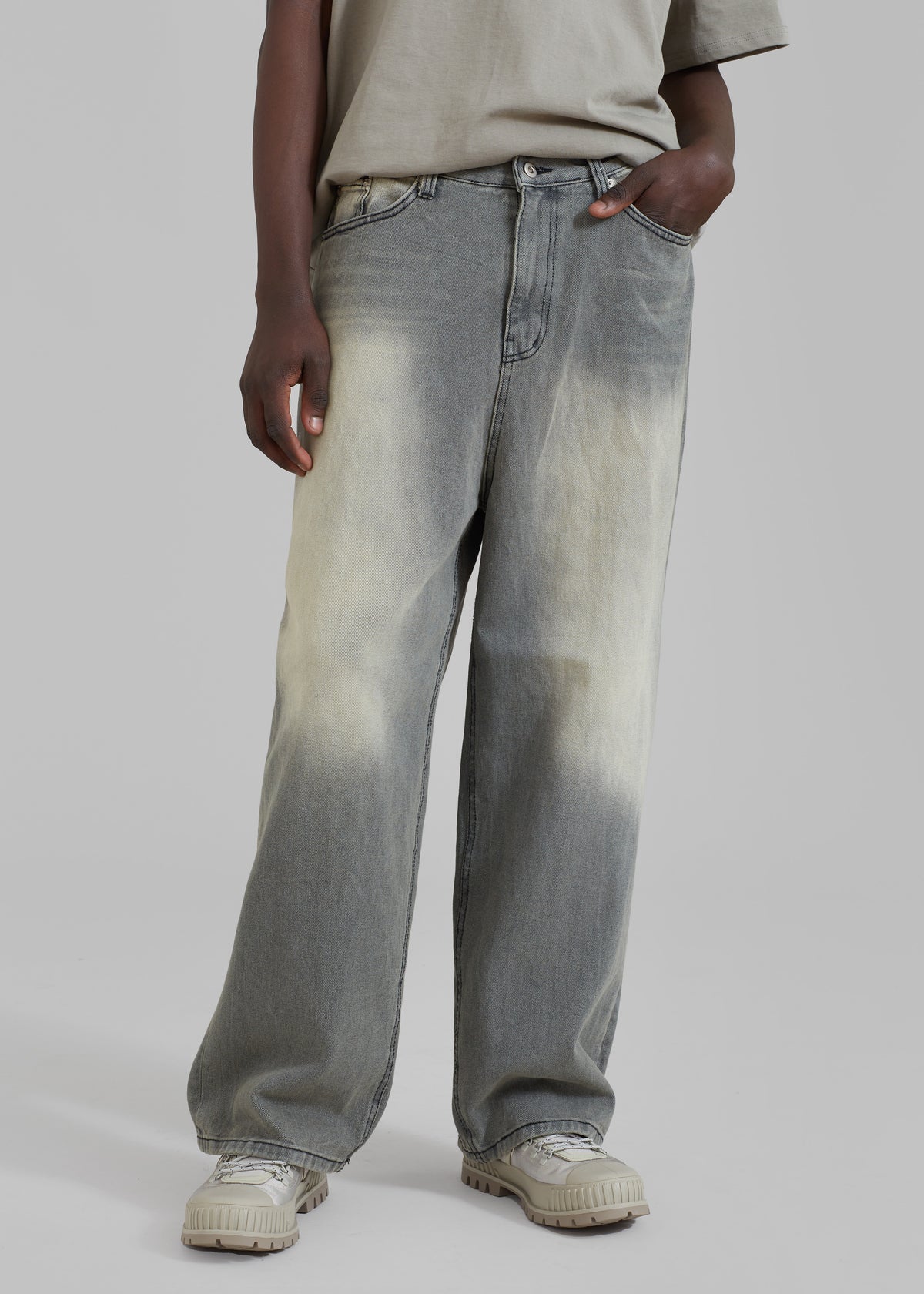 Kane Wide Jeans - Grey Wash - 14