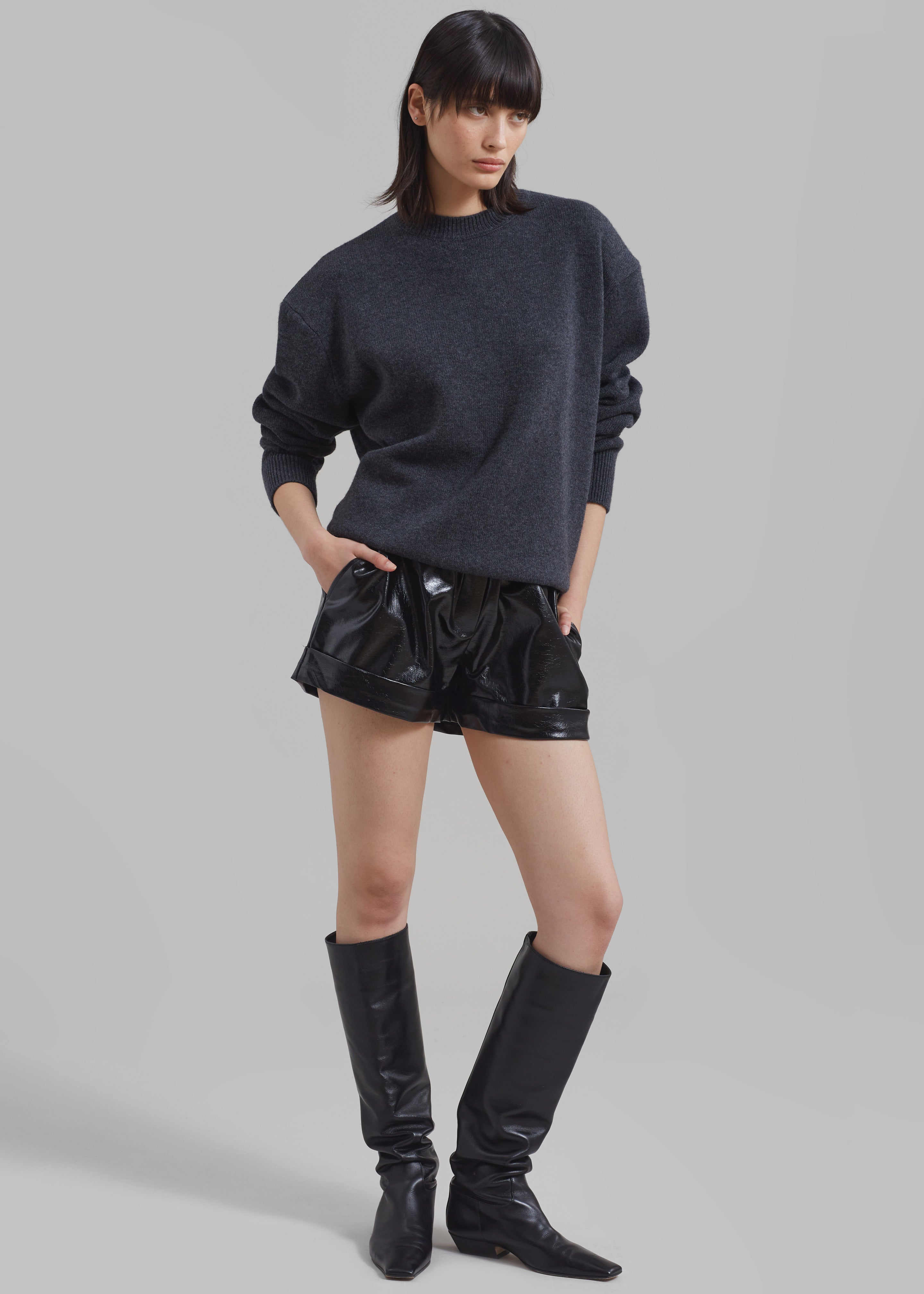 Kassy Faux Leather Shorts - Black - 2