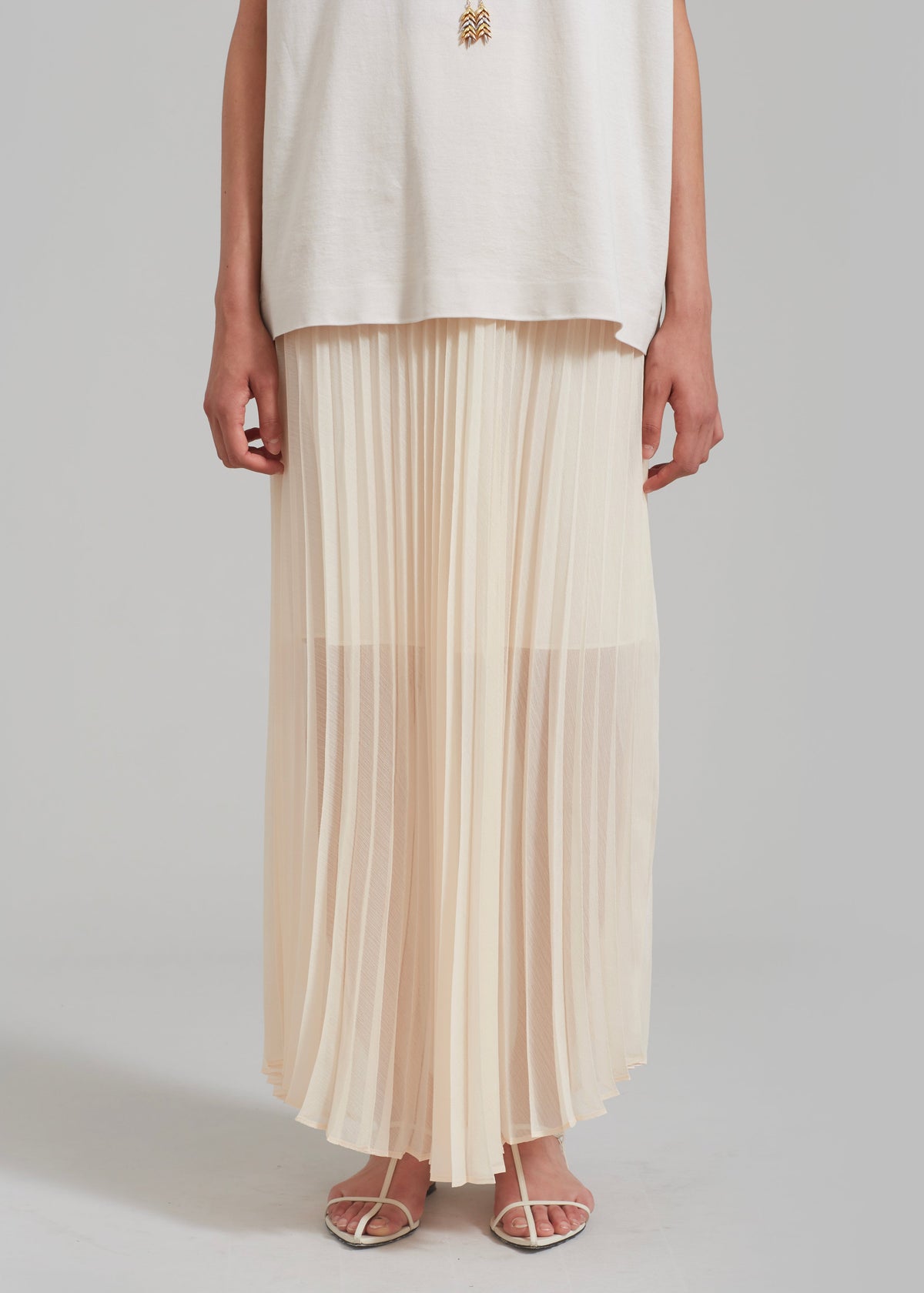 Kaya Pleated Maxi Skirt - Beige - 9