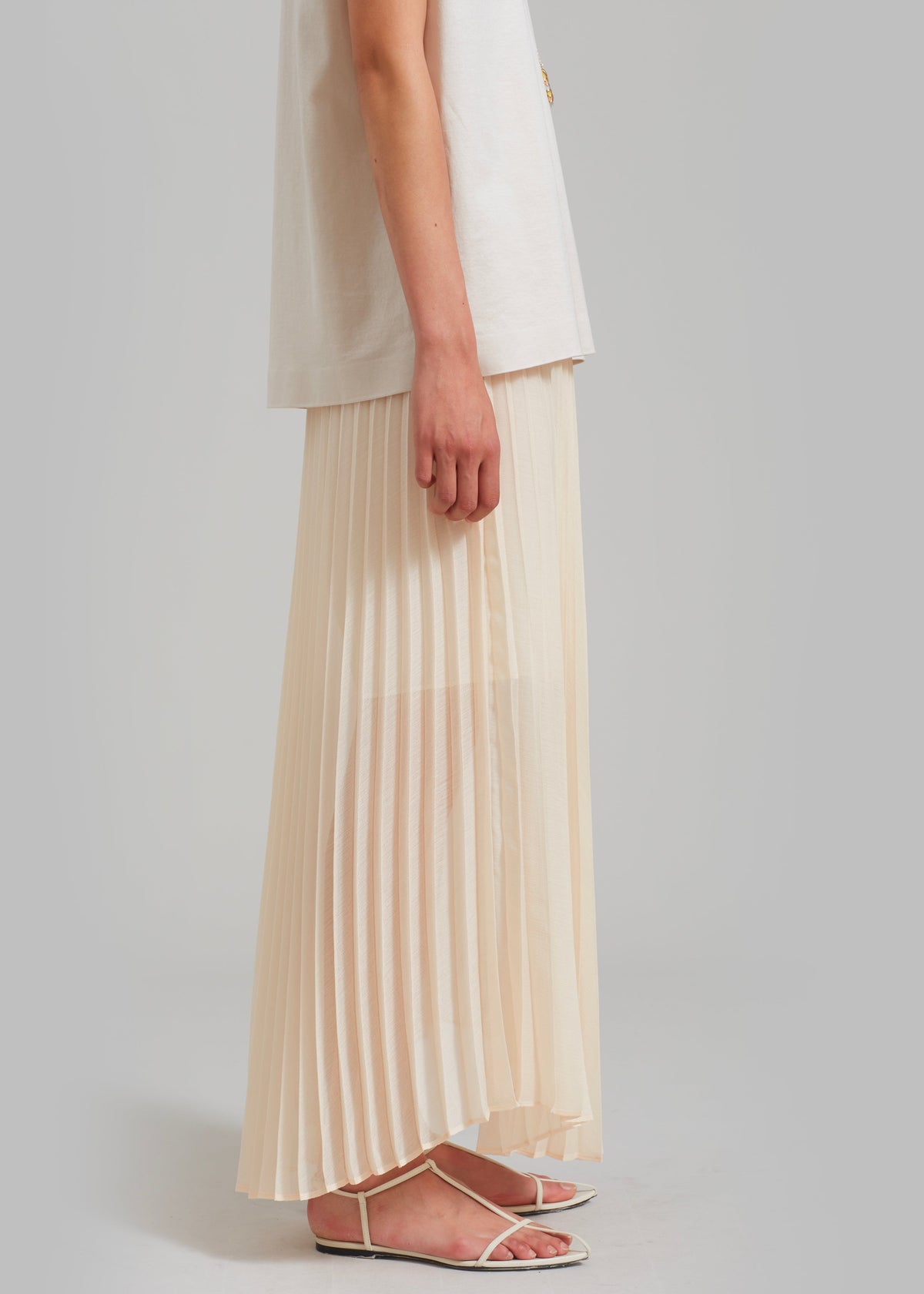 Kaya Pleated Maxi Skirt - Beige - 10