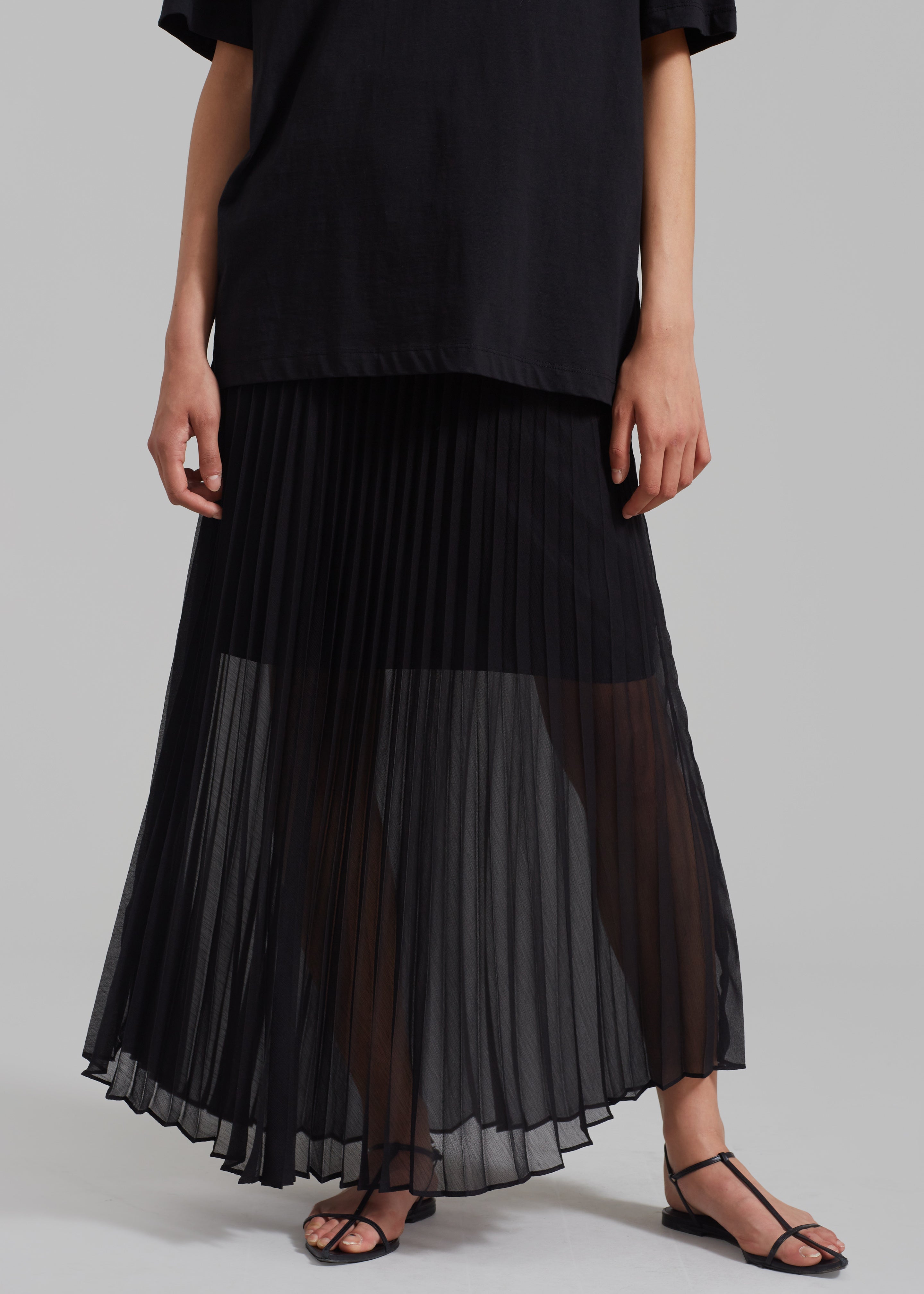 Kaya Pleated Maxi Skirt - Black - 6