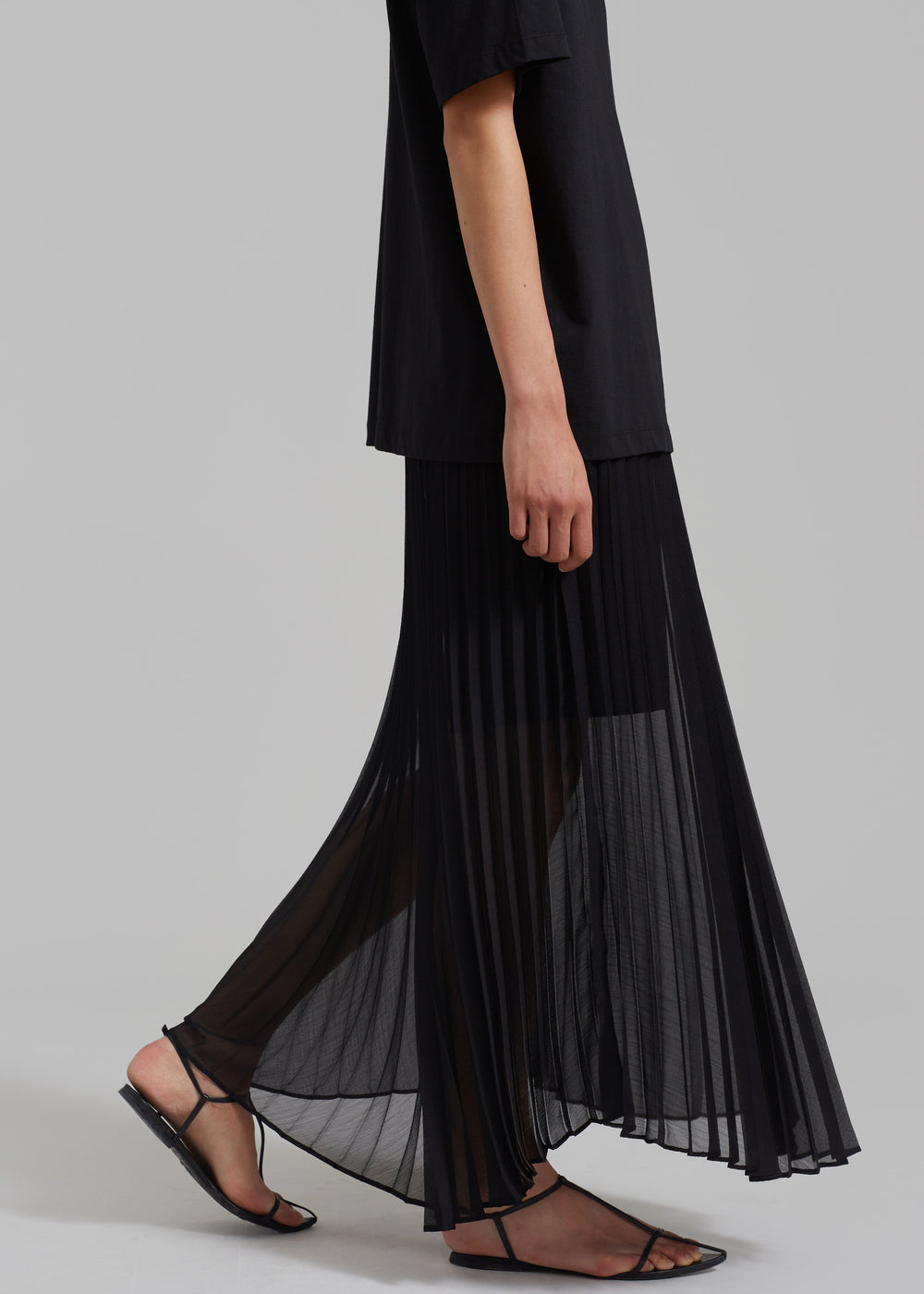 Kaya Pleated Maxi Skirt - Black - 1