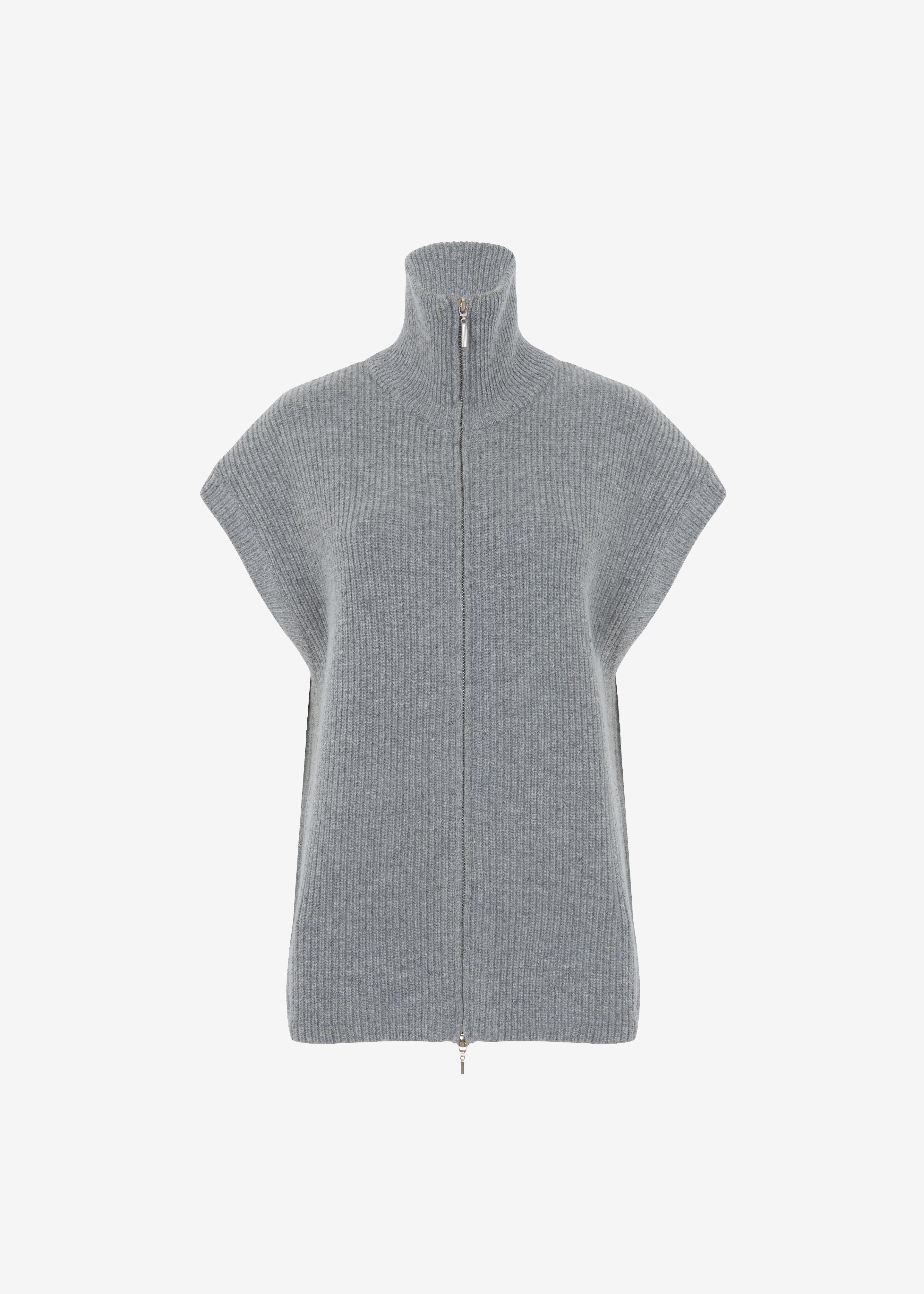 Kellan Wool Blend Sleeveless Zip Turtleneck - Grey - 15