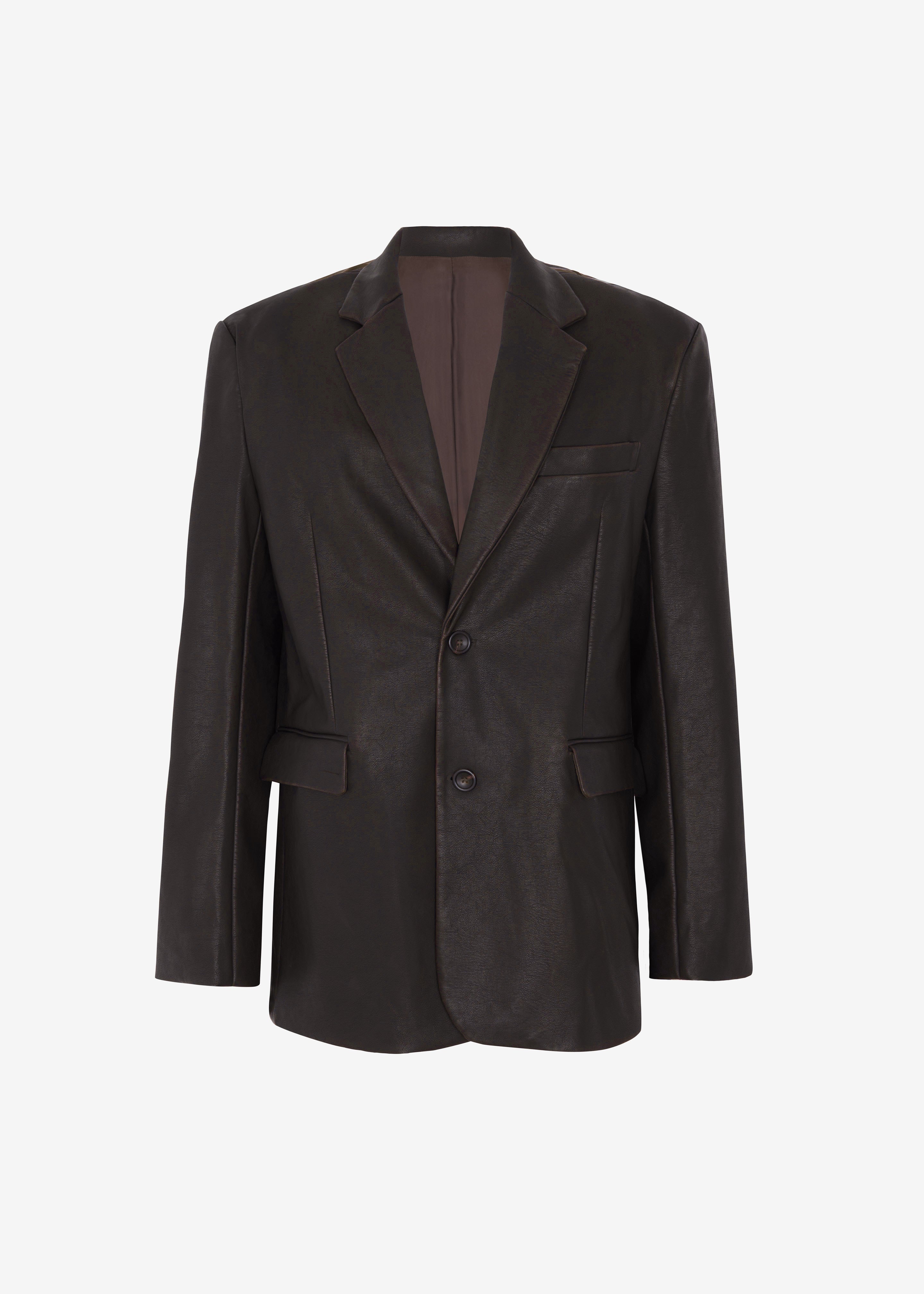 Kelso Faux Leather Blazer - Brown - 13