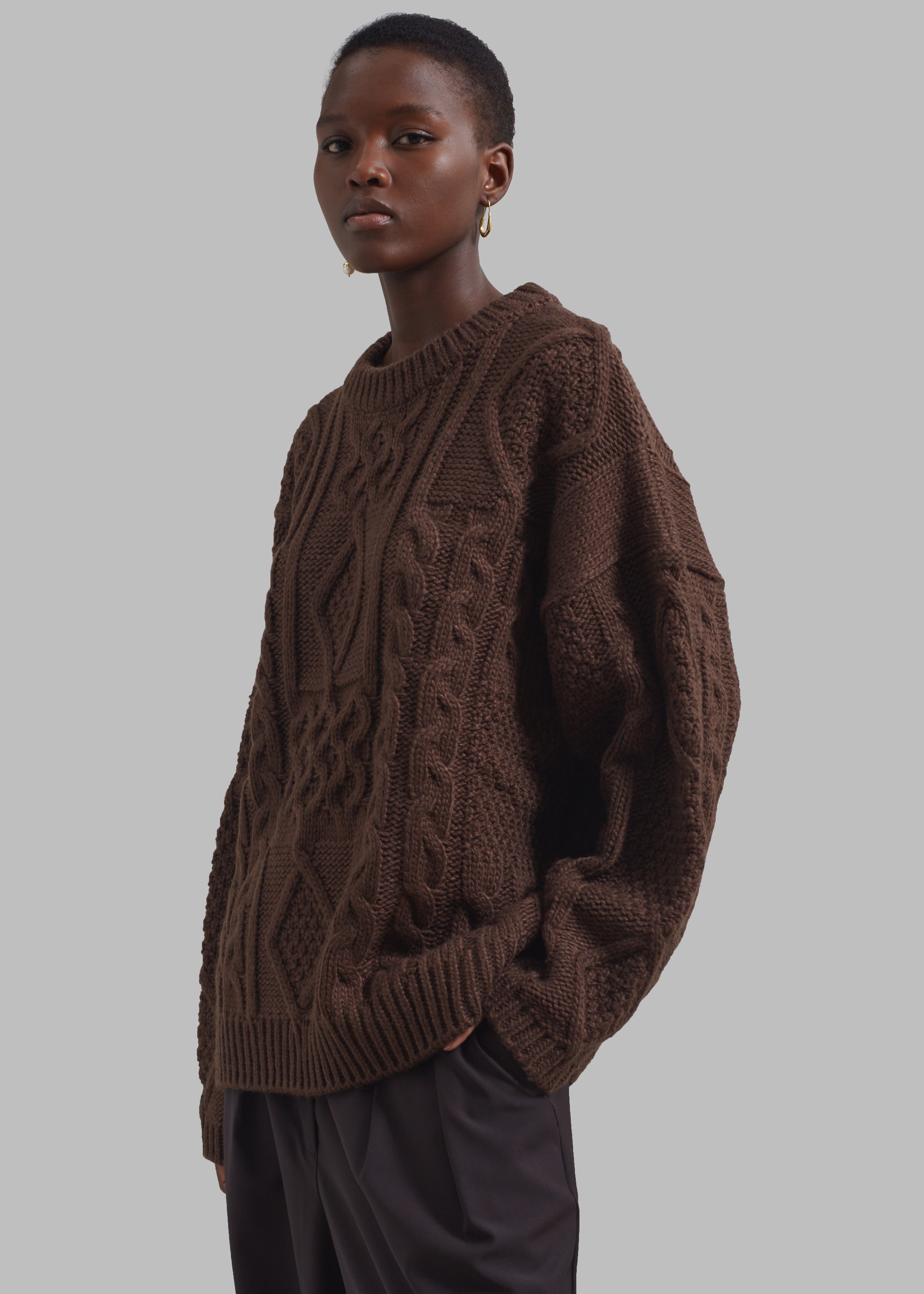 Keri Braided Sweater - Brown - 5