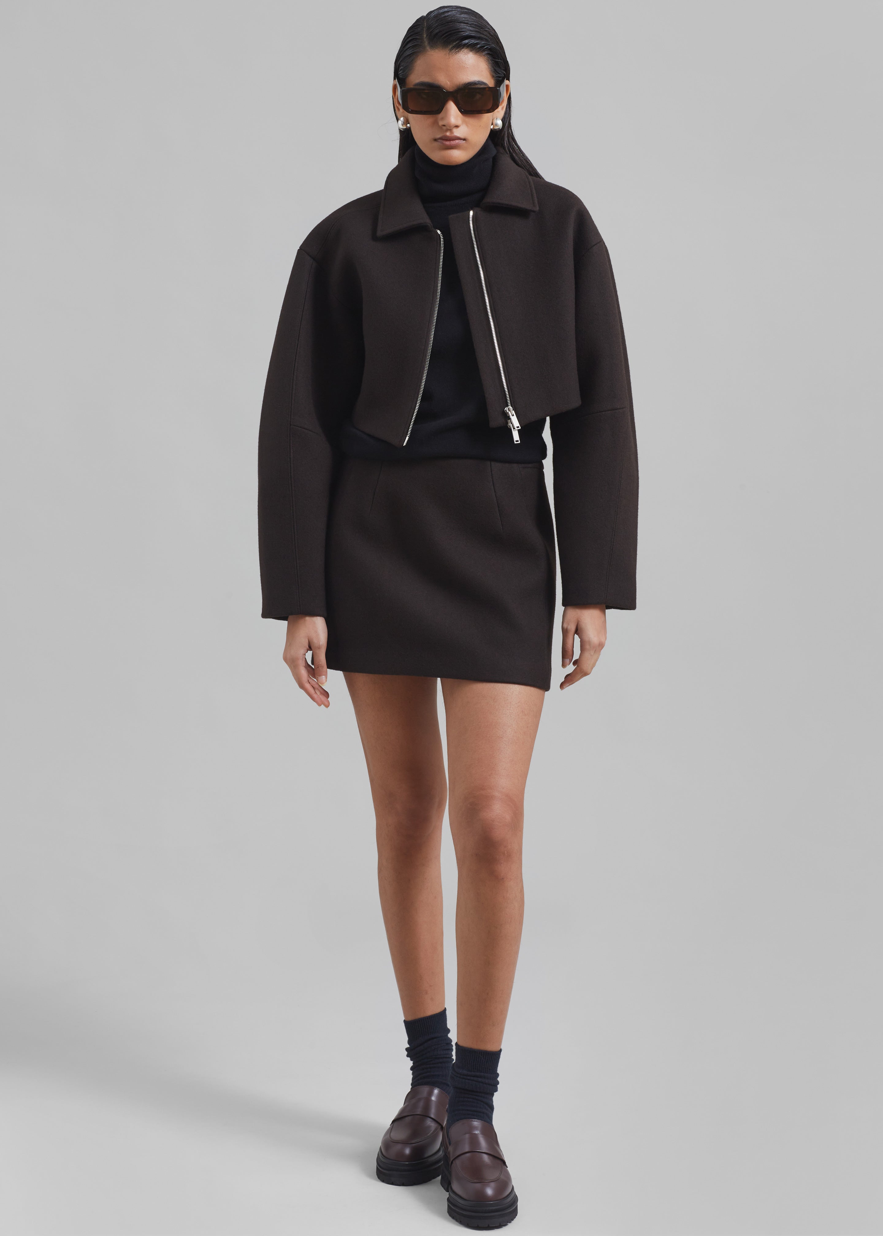 Kerrigan Wool Mini Skirt - Brown - 10