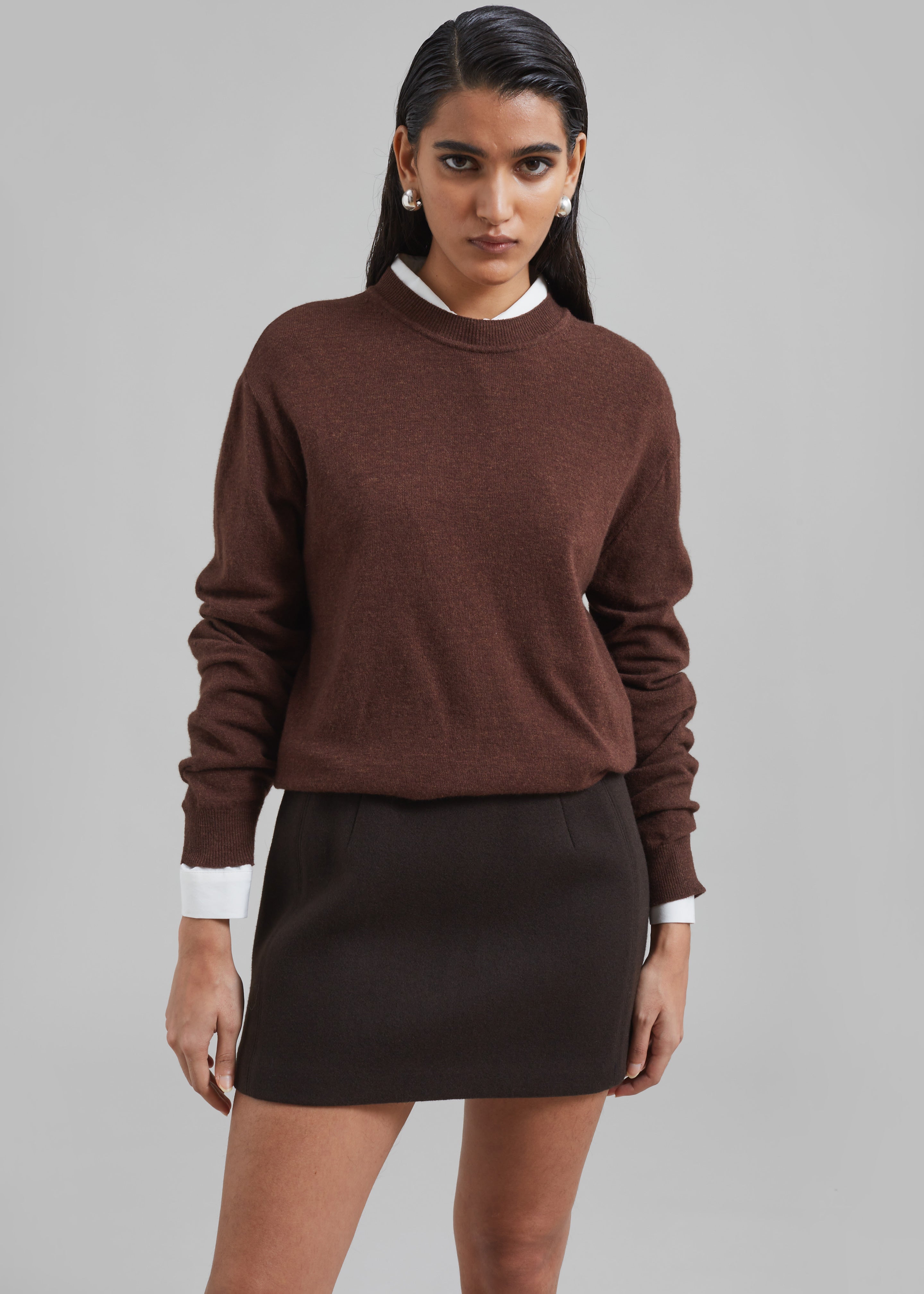 Kerrigan Wool Mini Skirt - Brown - 4