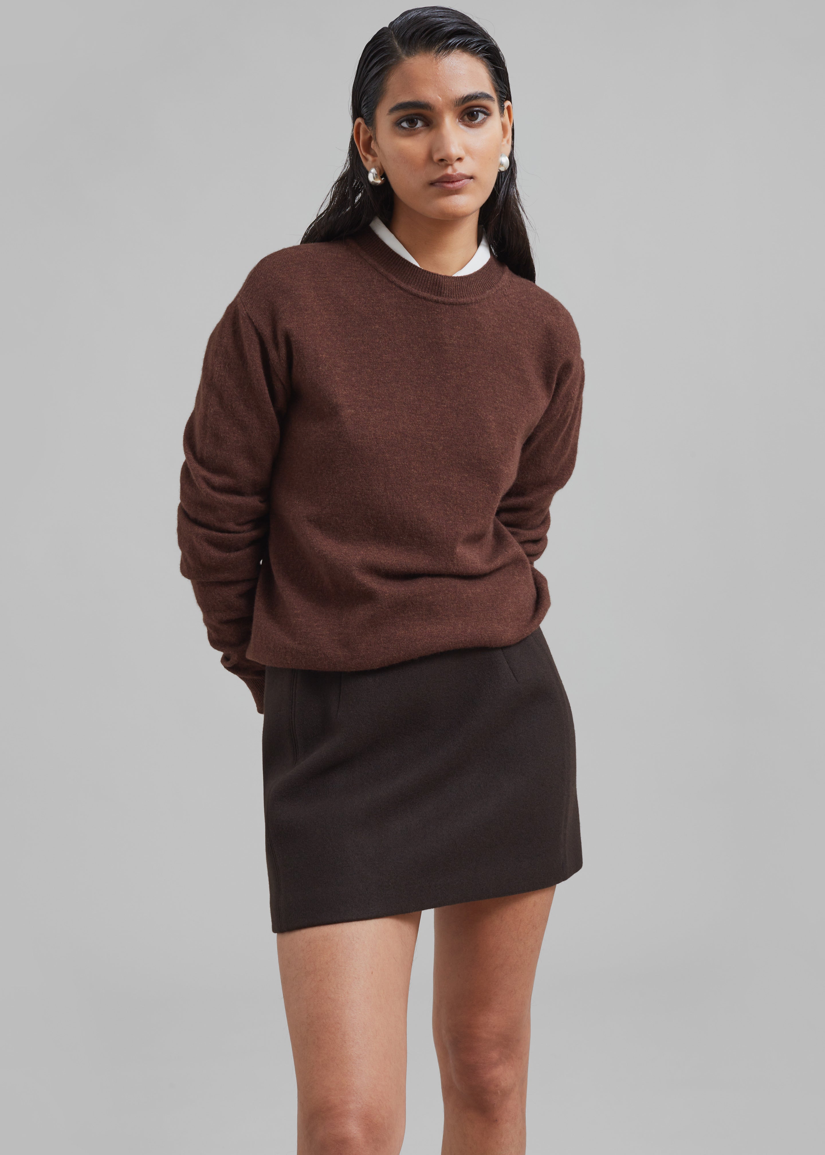 Kerrigan Wool Mini Skirt - Brown - 9