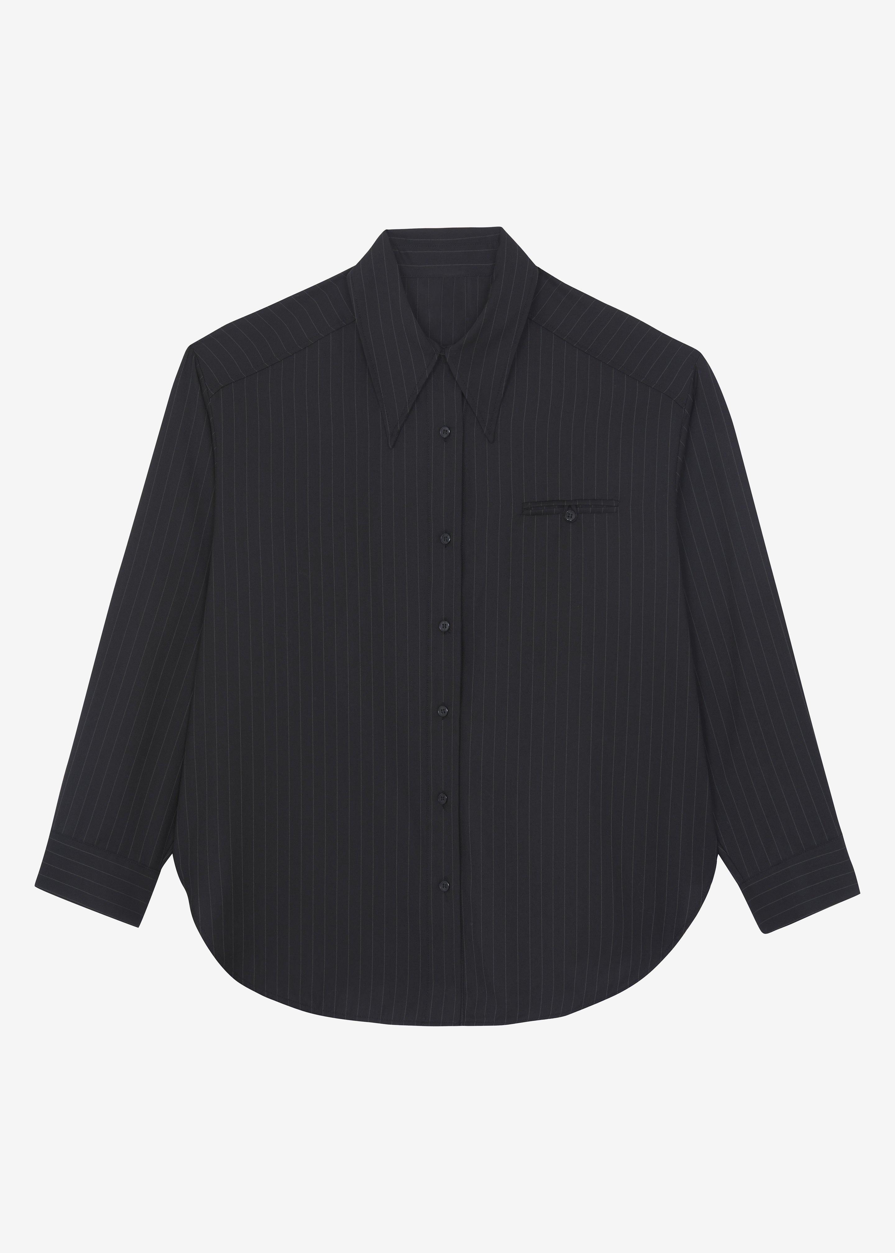 Kerry Button Up Shirt - Black Pinstripe - 20