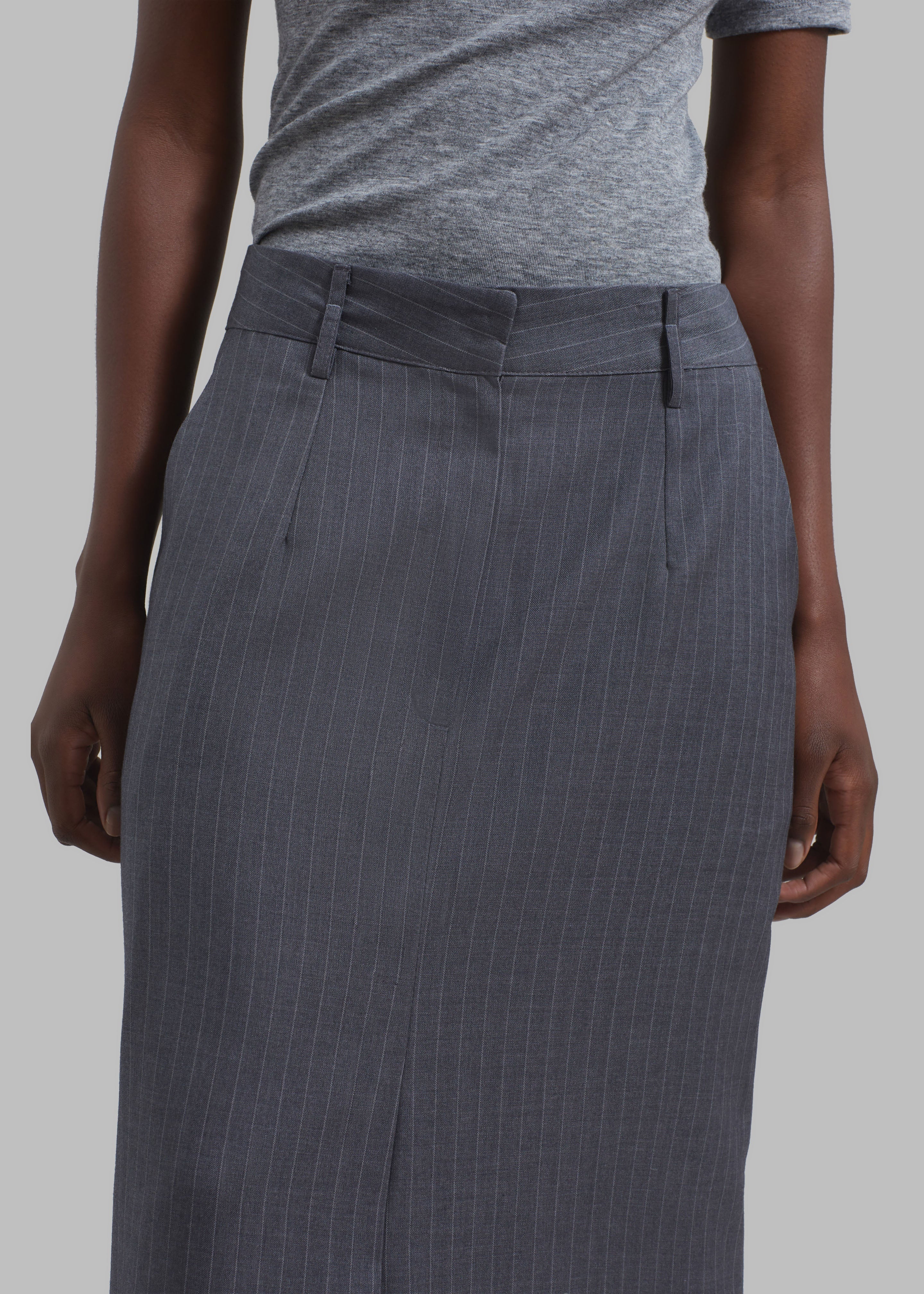Kerry Maxi Skirt - Grey Pinstripe - 4