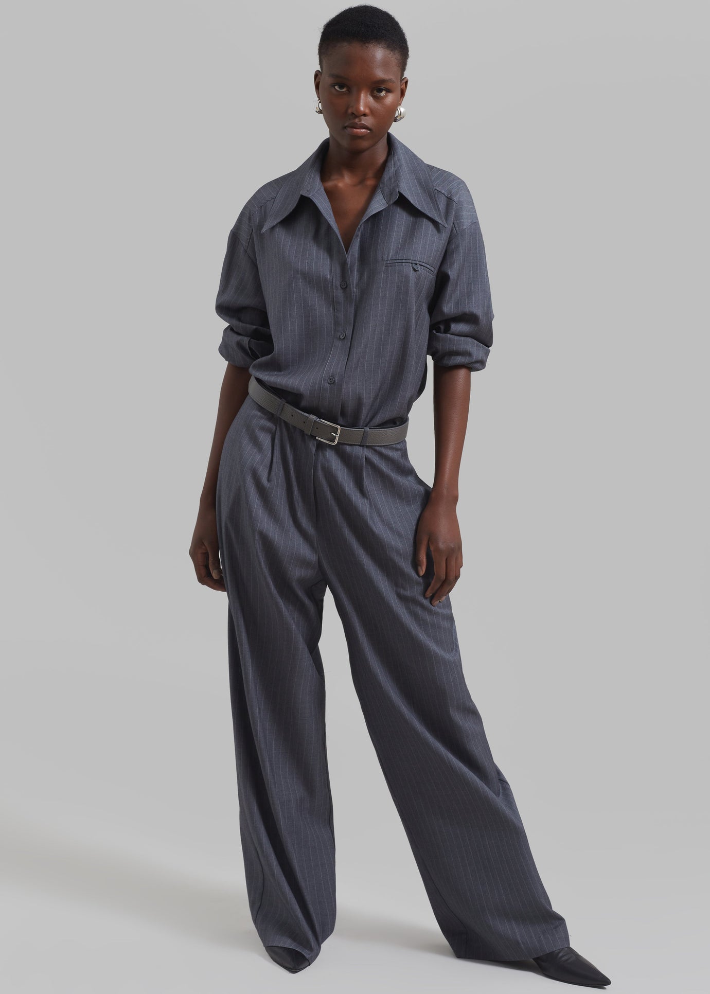 Kerry Trousers - Grey Pinstripe