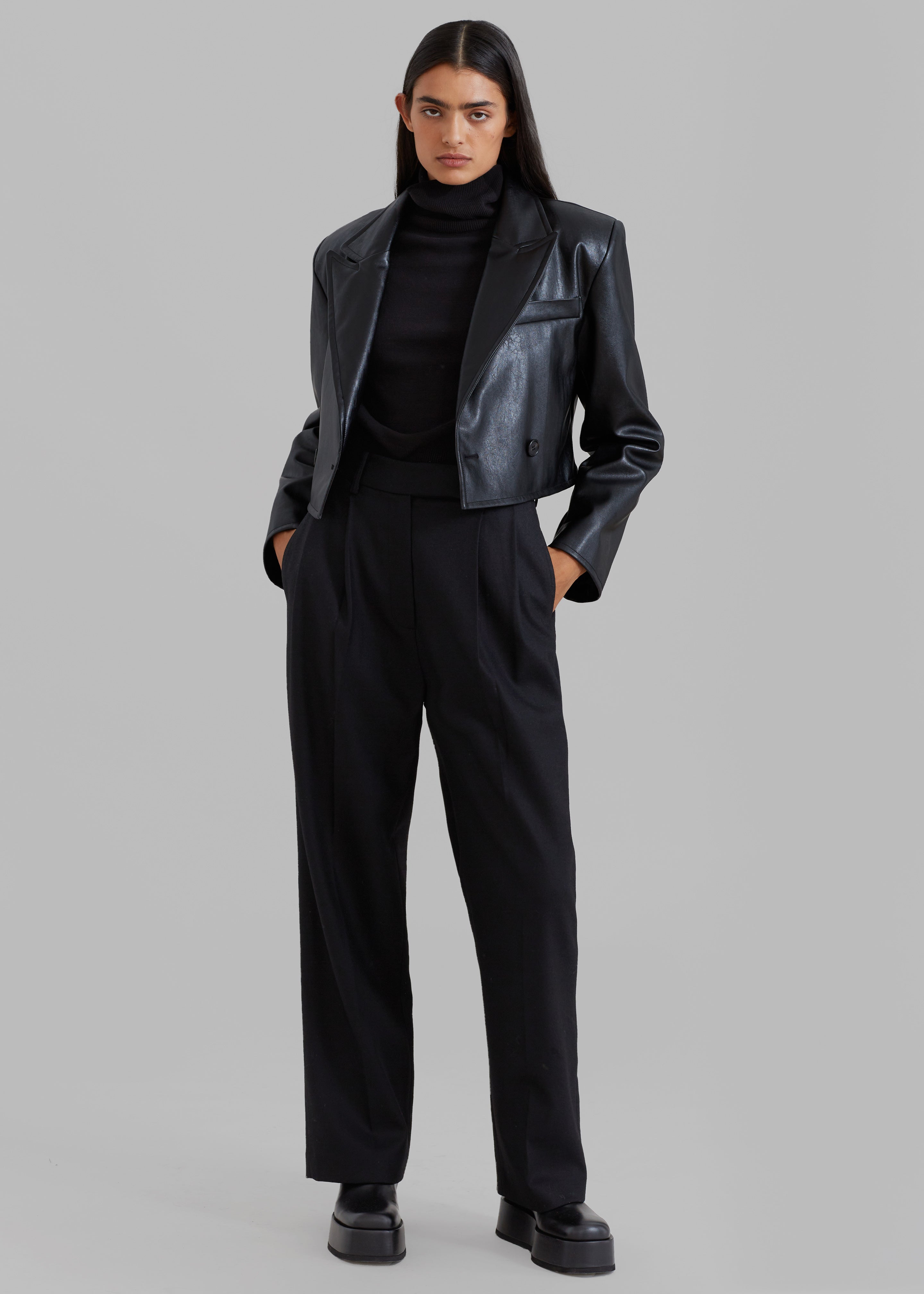 Kira Padded Shoulder Jacket - Black - 4