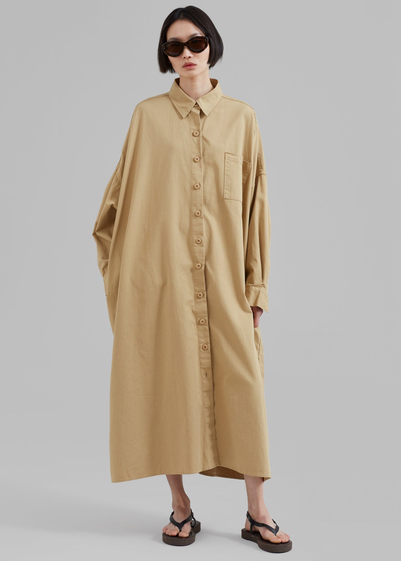 Kason Oversized Shirt Dress - Sahara - 1
