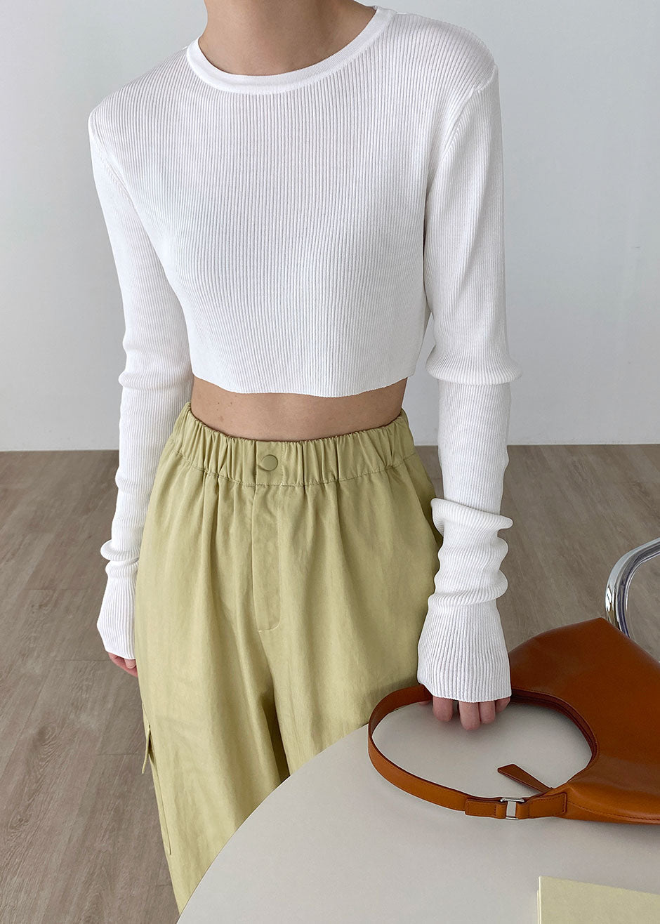Kaz Cropped Knit Top - White - 7