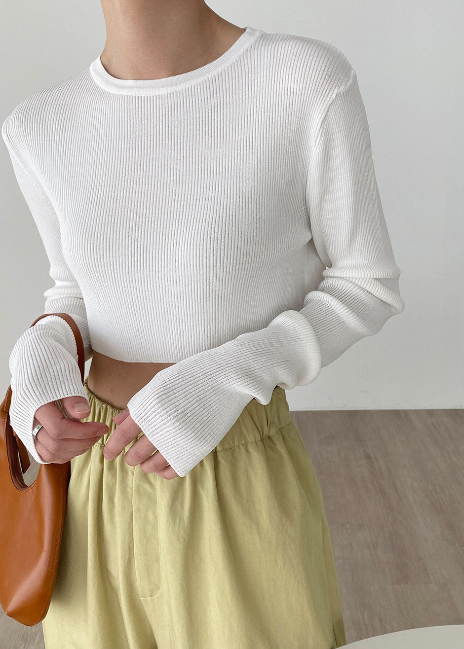 Kaz Cropped Knit Top - White - 5
