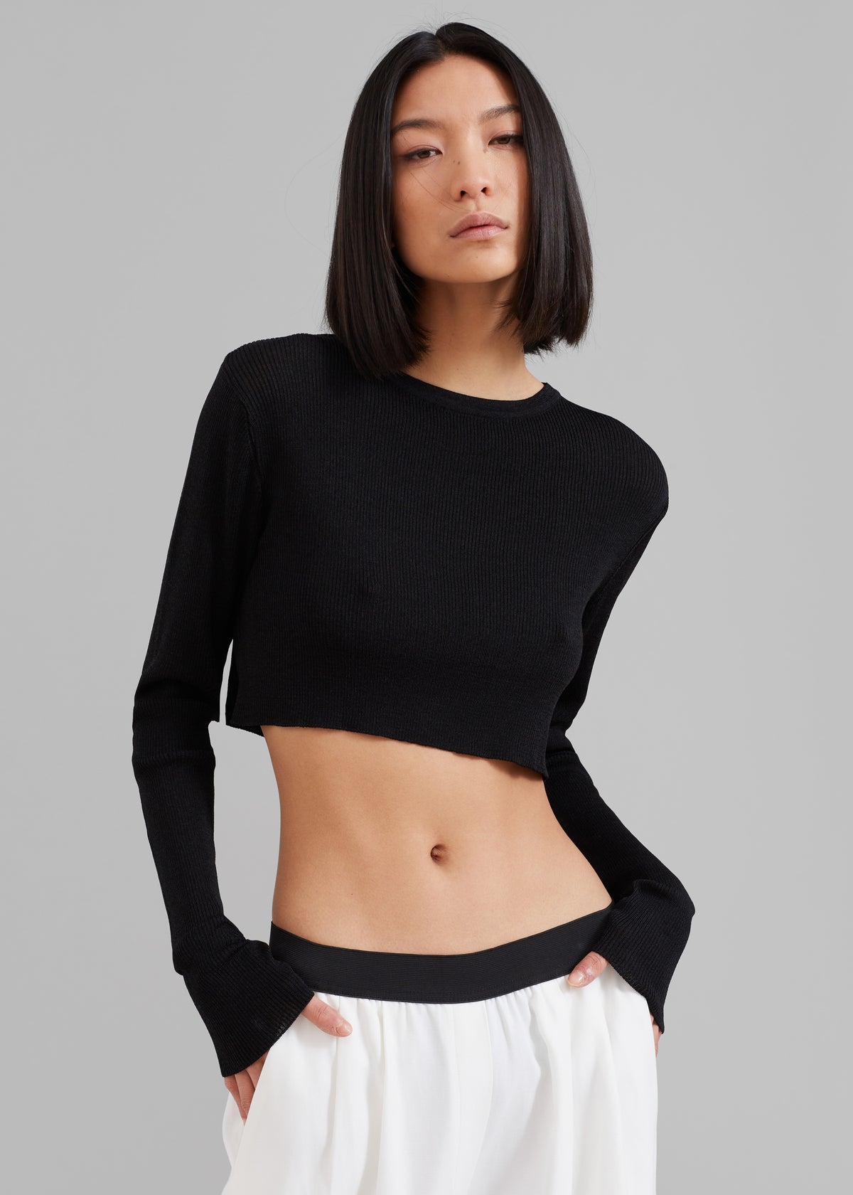 Kaz Cropped Knit Top - Black - 3