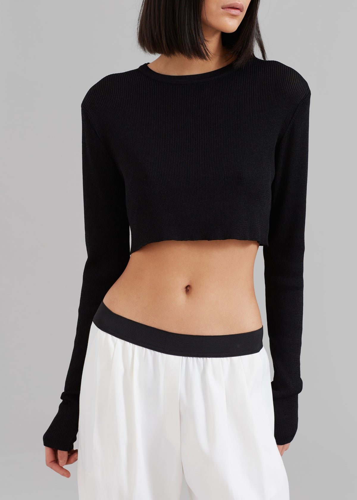 Kaz Cropped Knit Top - Black - 5
