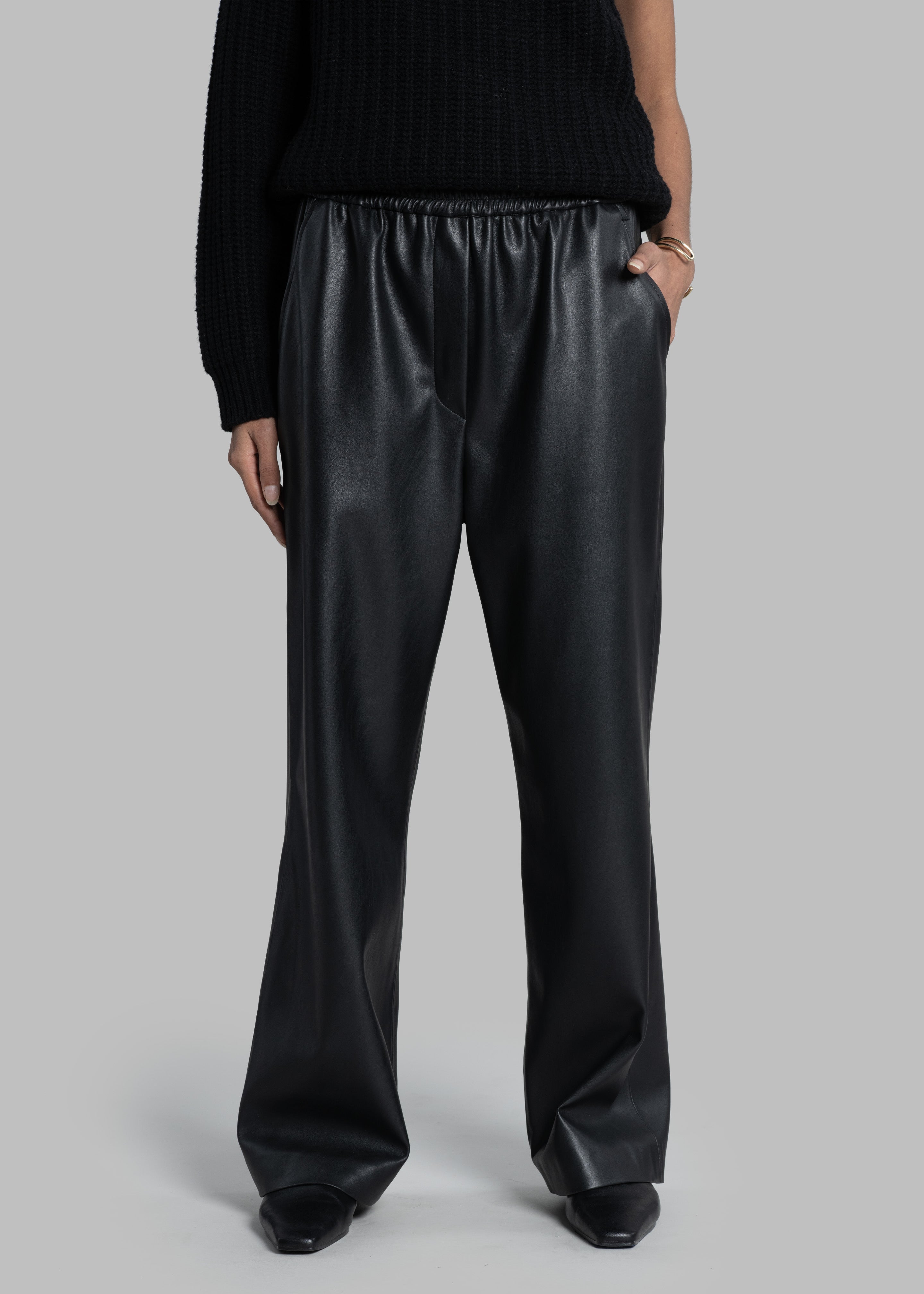 Kelan Faux Leather Pants - Black - 2