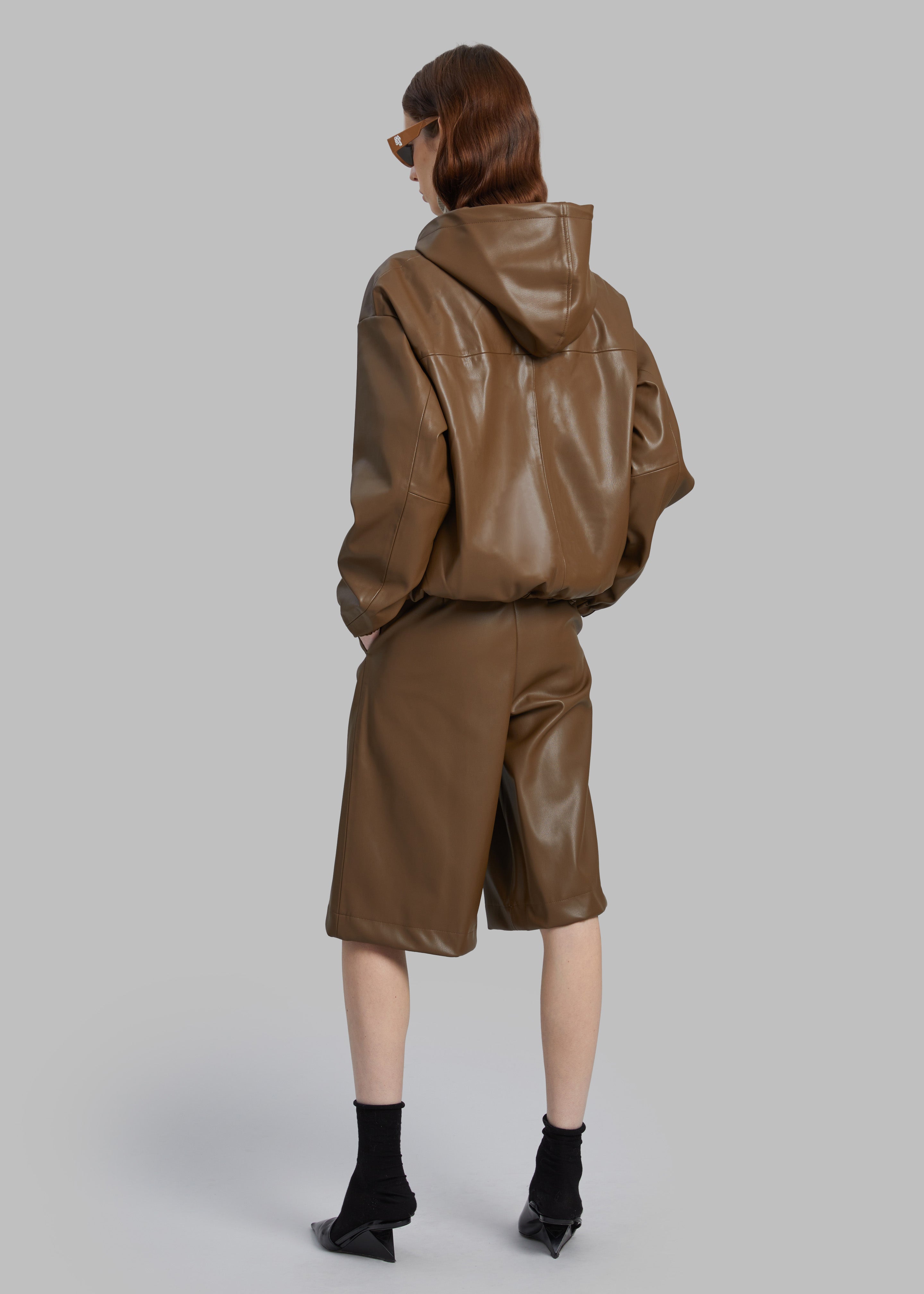 Kerang Faux Leather Bermuda Shorts - Brown - 9