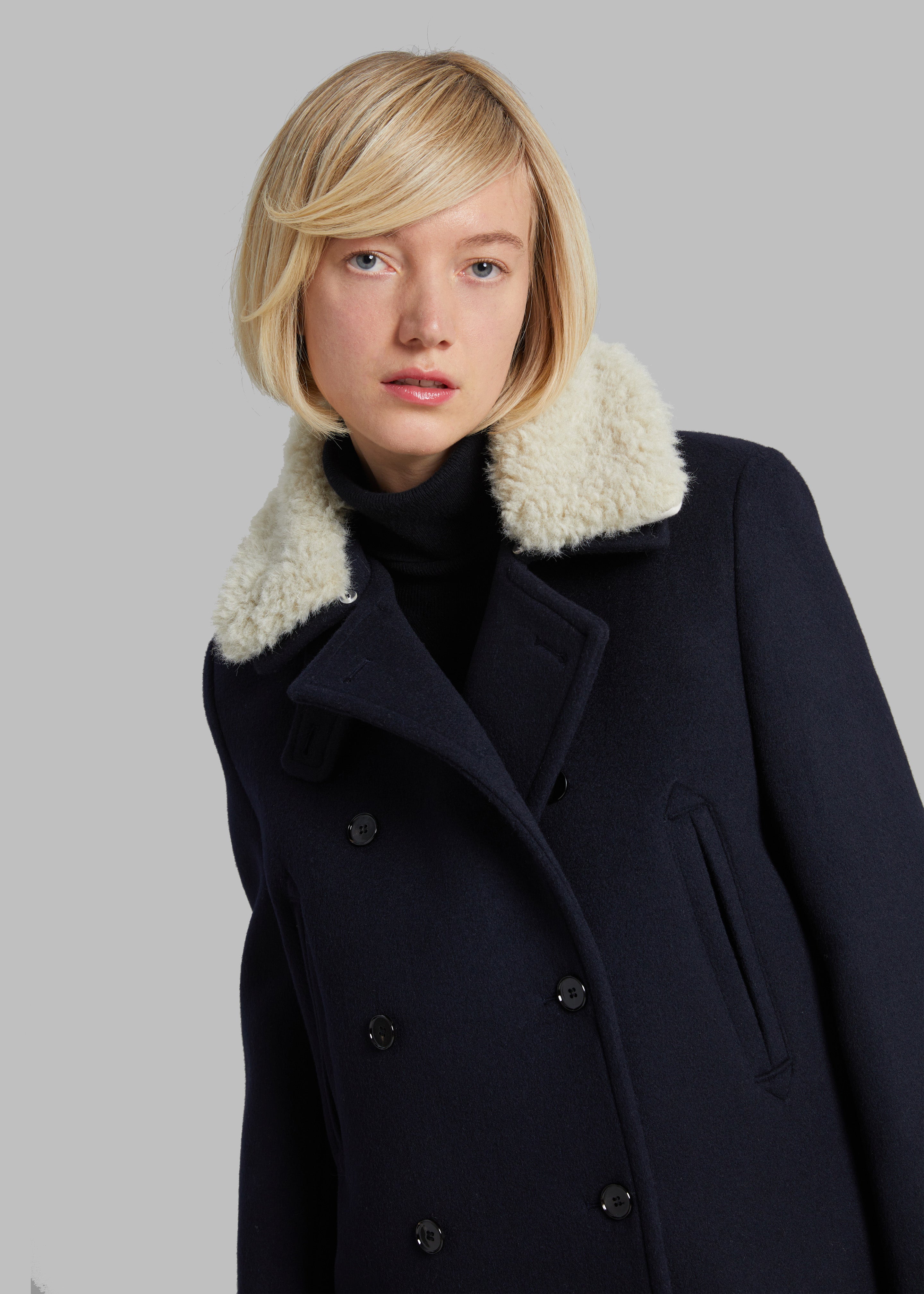 Faux fur shop trim peacoat