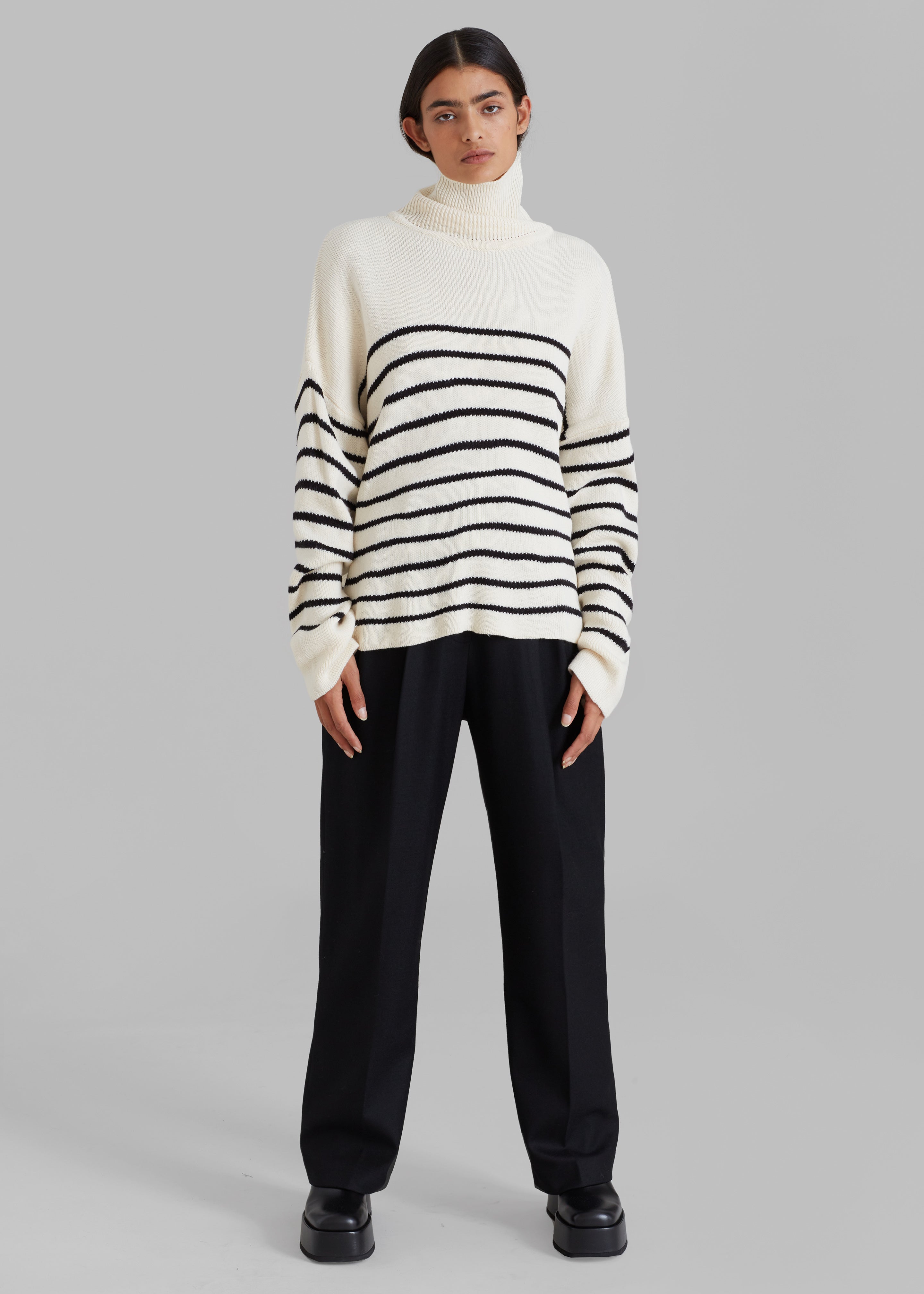 Kyo Turtleneck Sweater - Black Stripe - 2
