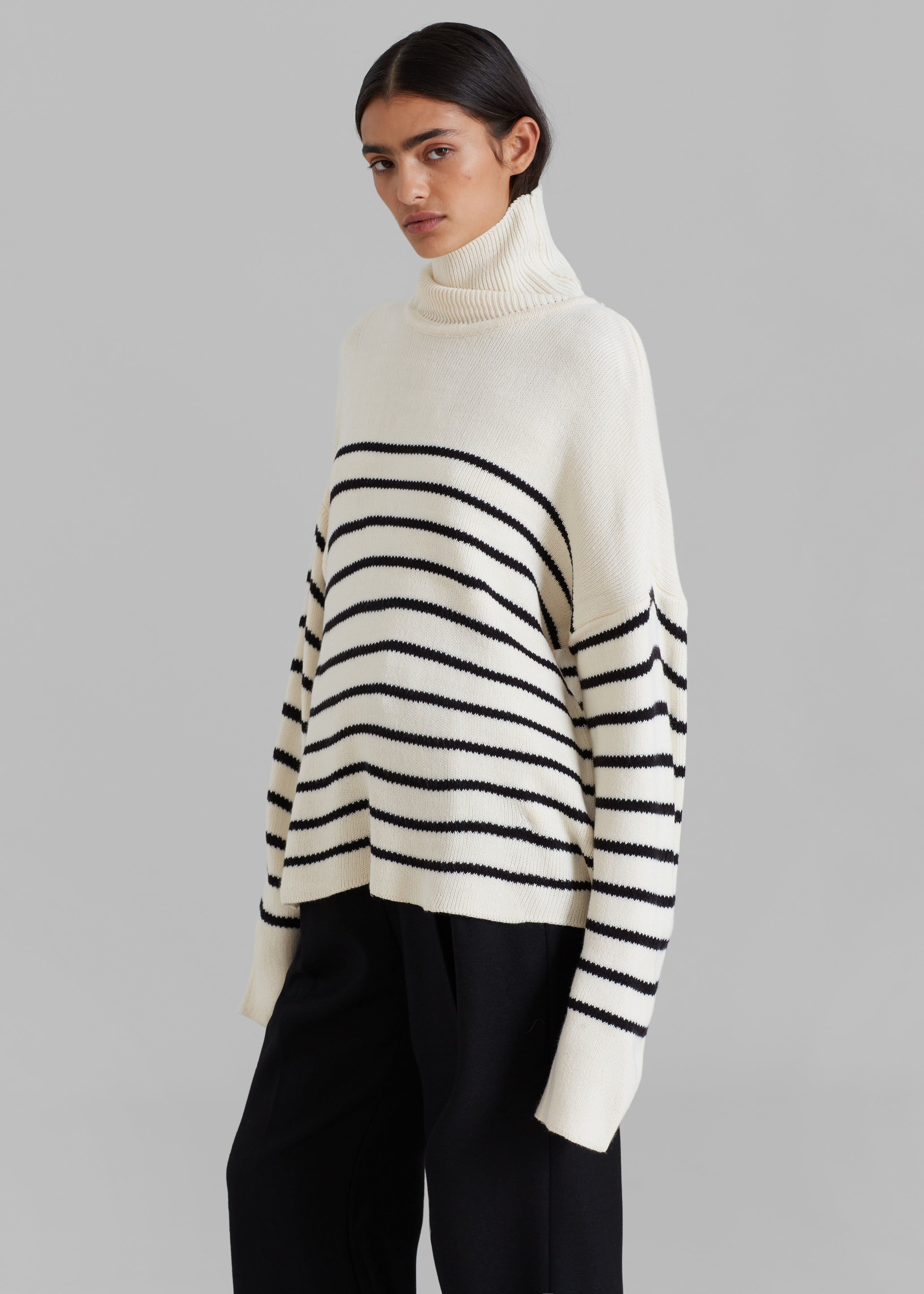 Kyo Turtleneck Sweater - Black Stripe - 3
