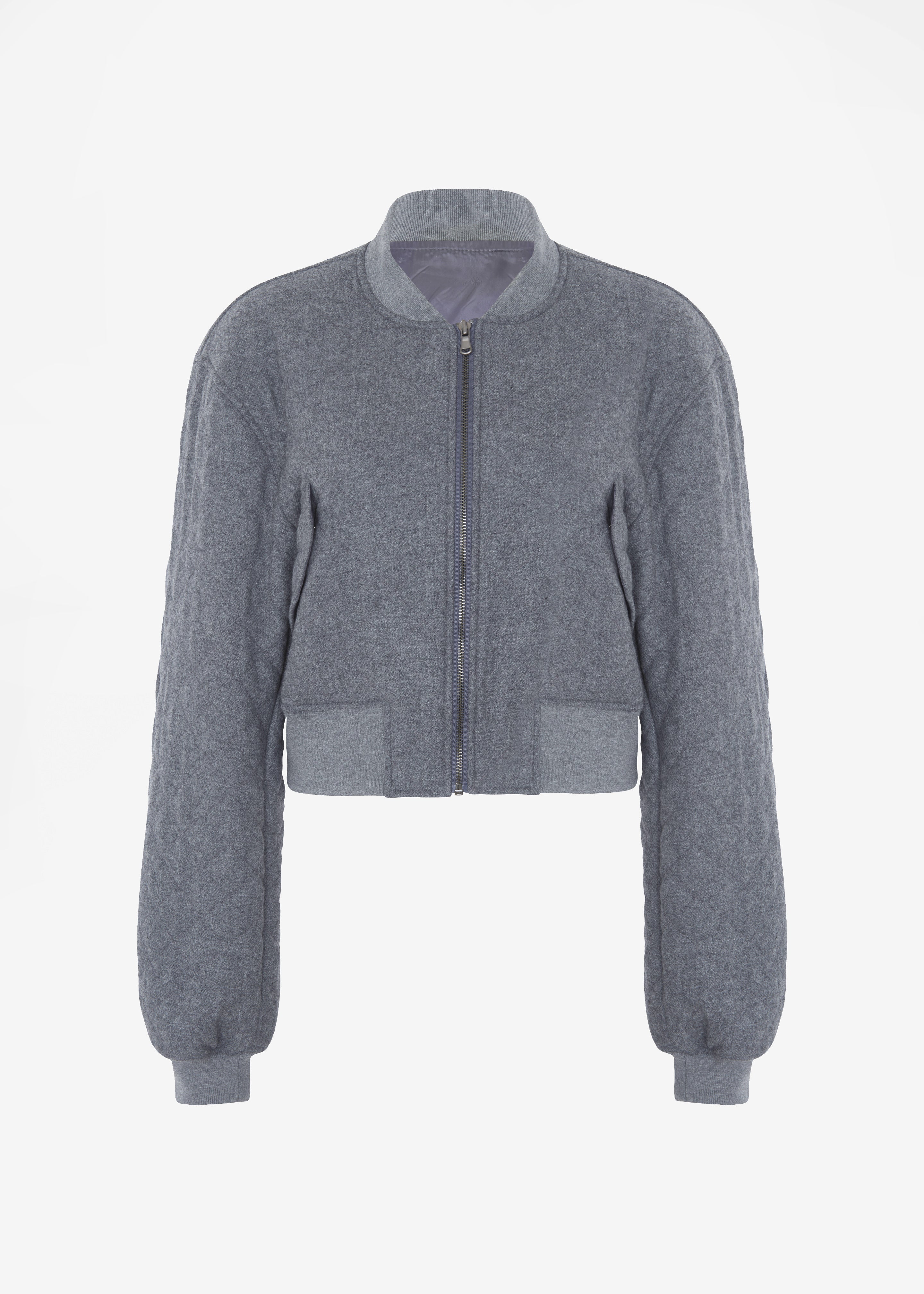 Lani Quilted Wool Bomber - Grey - 9
