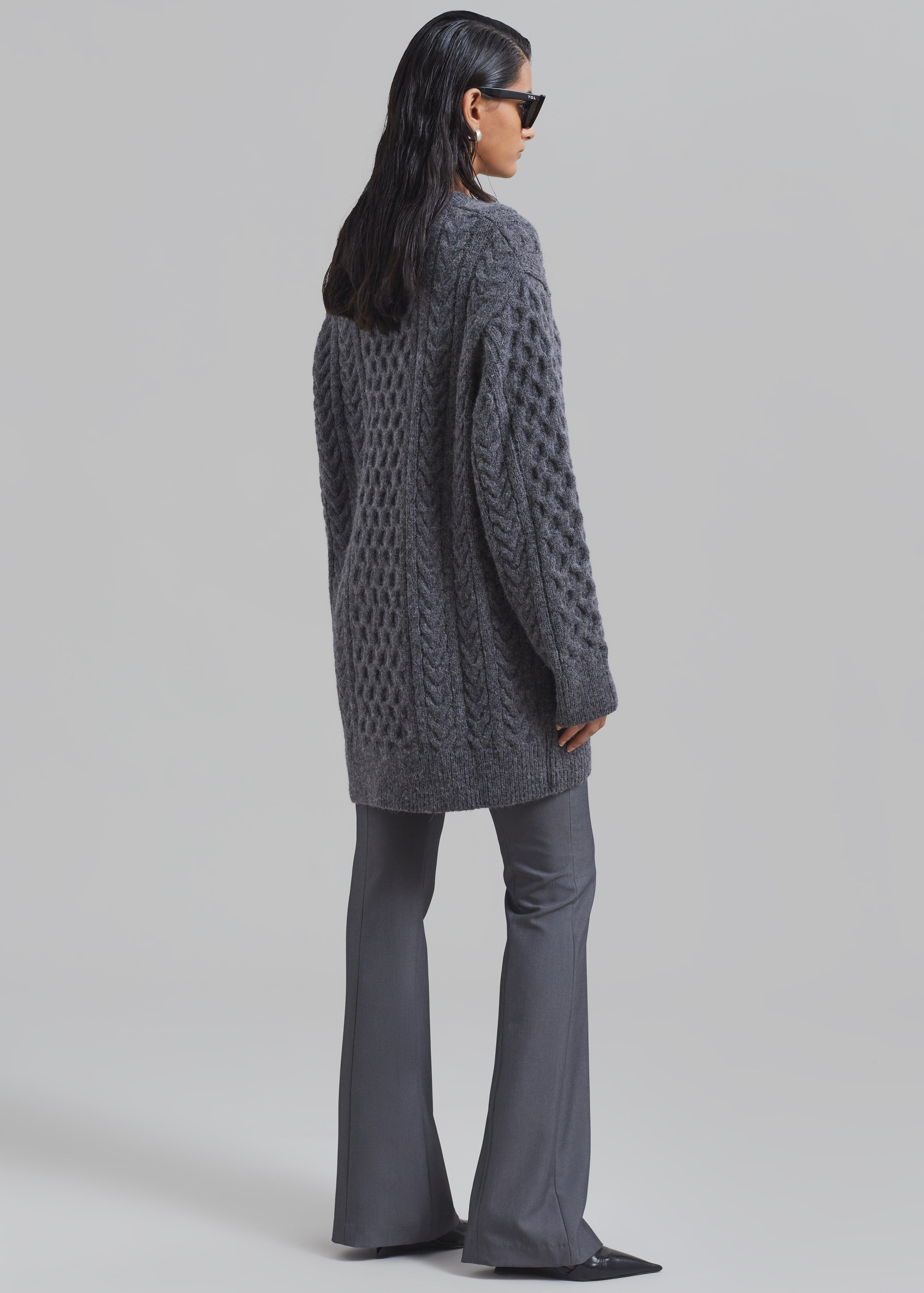 Leighton Braided Knit Sweater - Grey - 6