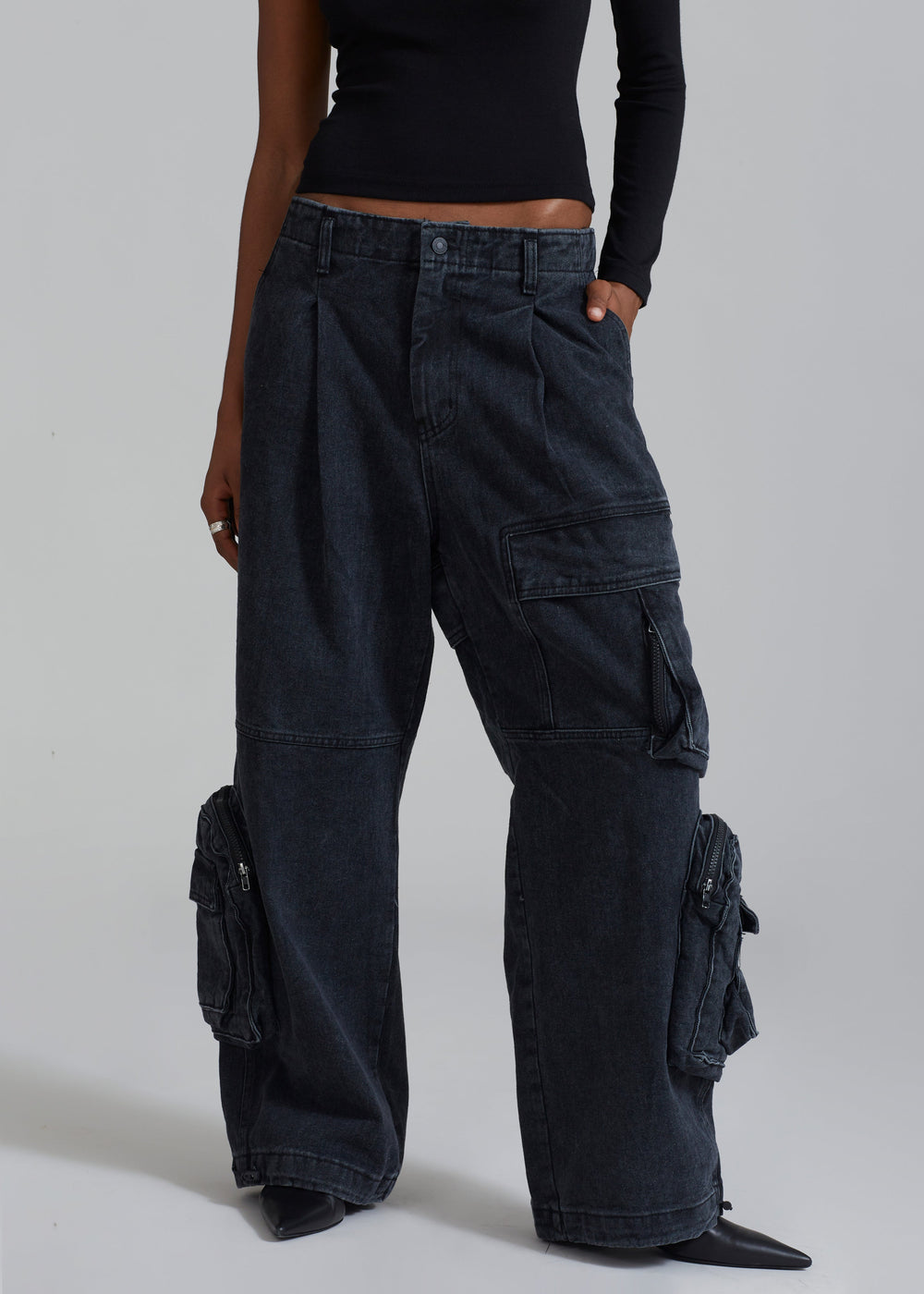 Lenny Cargo Jeans - Black Washed - 1