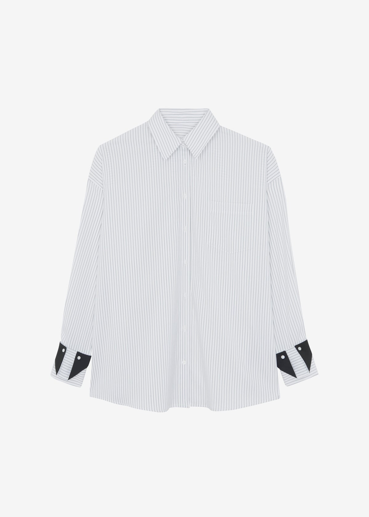 Leona Button Up Shirt - White/Grey Stripe - 11