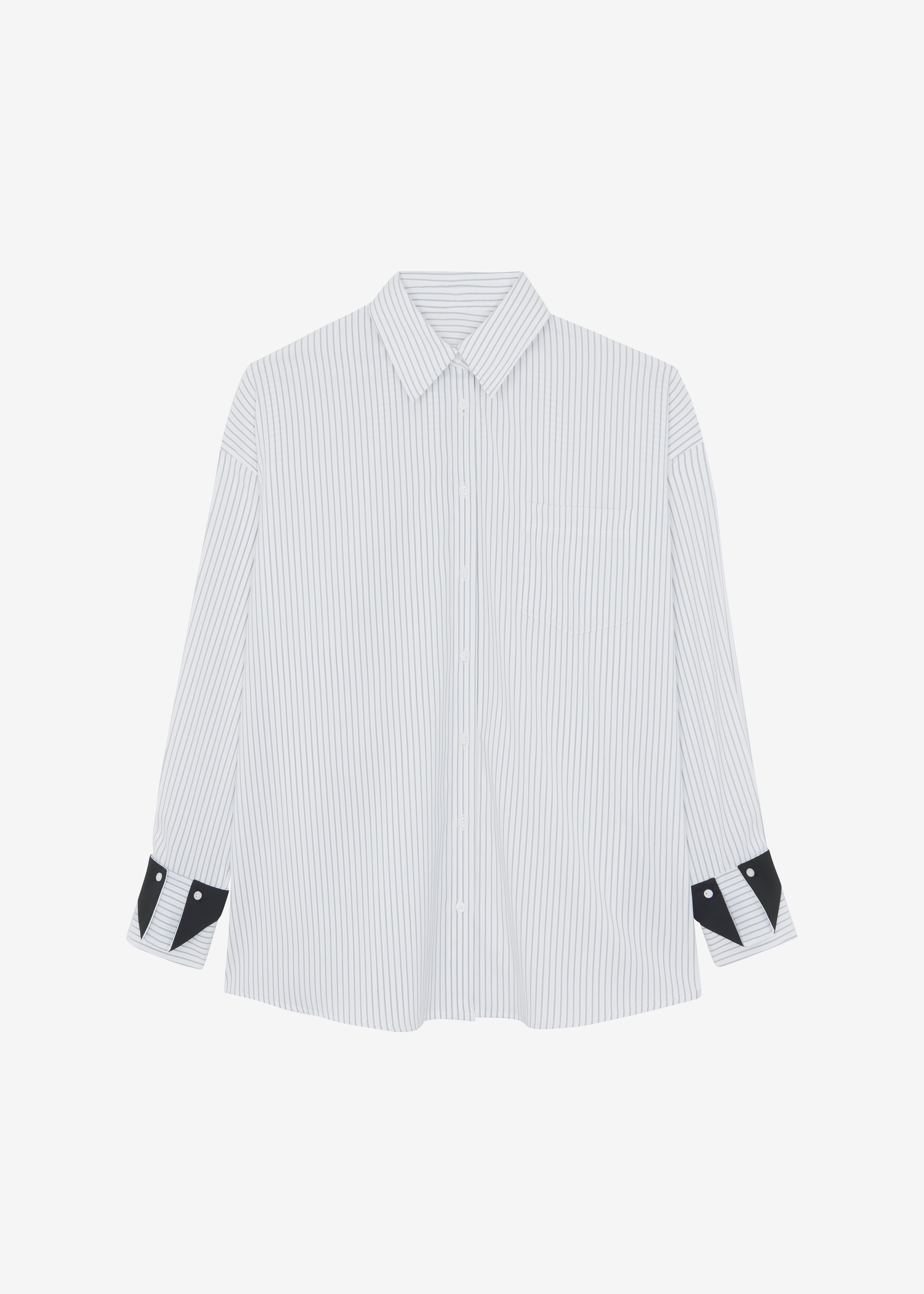 Leona Button Up Shirt - White/Grey Stripe - 11